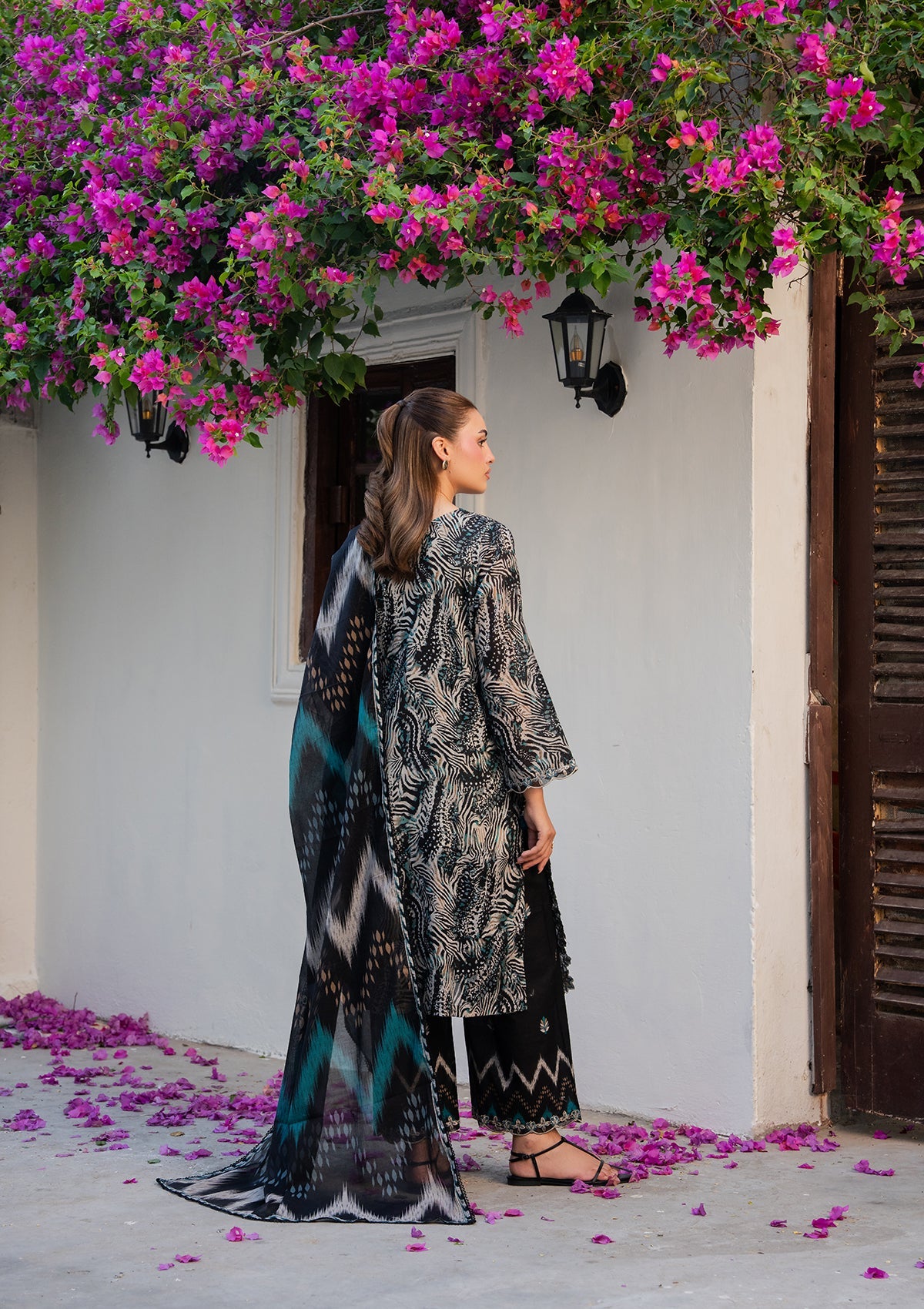 Multi Embroidered Lawn Unstitched Suit Online in Sri Lanka India Australia