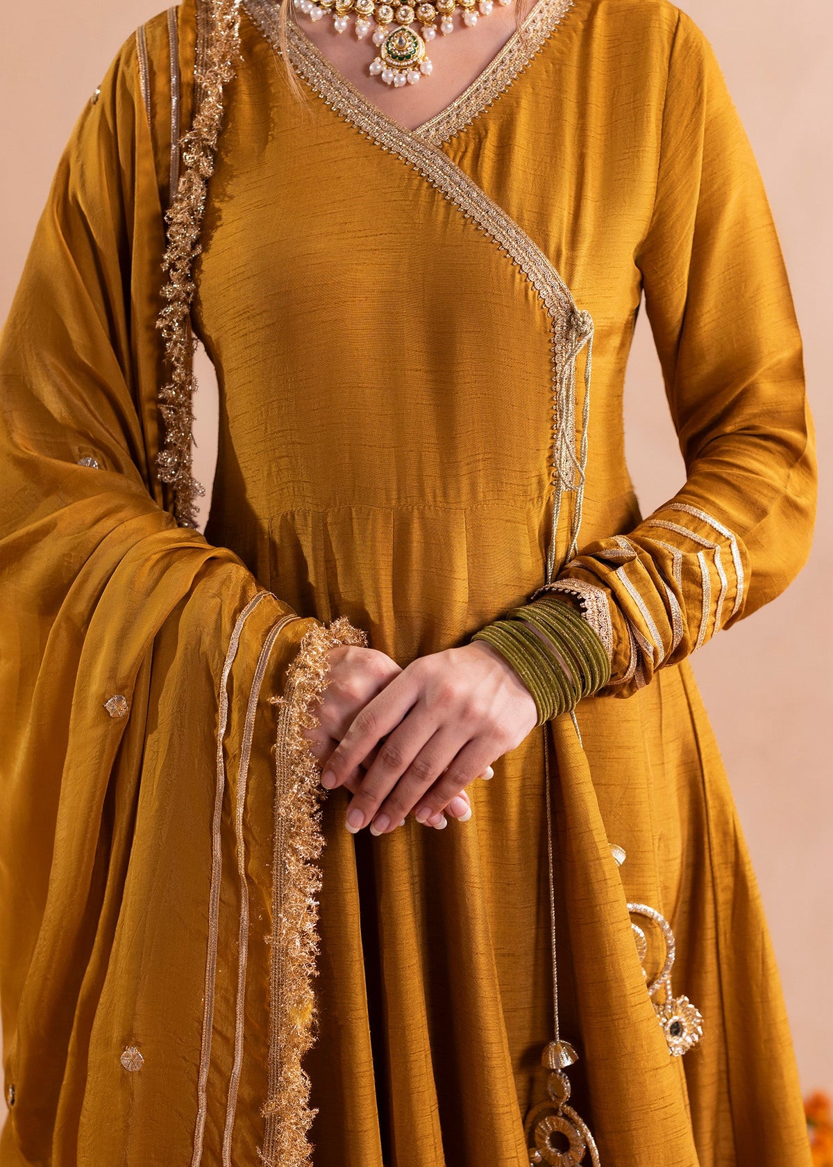 Mustard Embroidered Raw Silk Ladies Salwar Kameez Online in KSA Riyadh Saudi Arabia Oman Bahrain Qatar