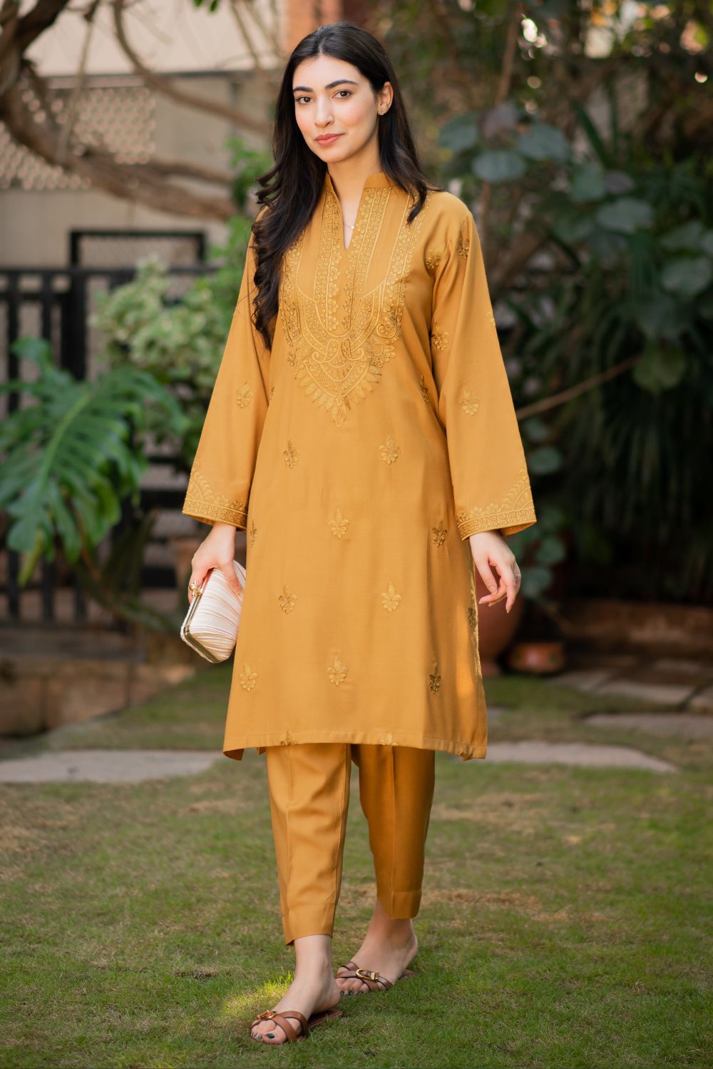 Mustard Kurta with Straight Pants