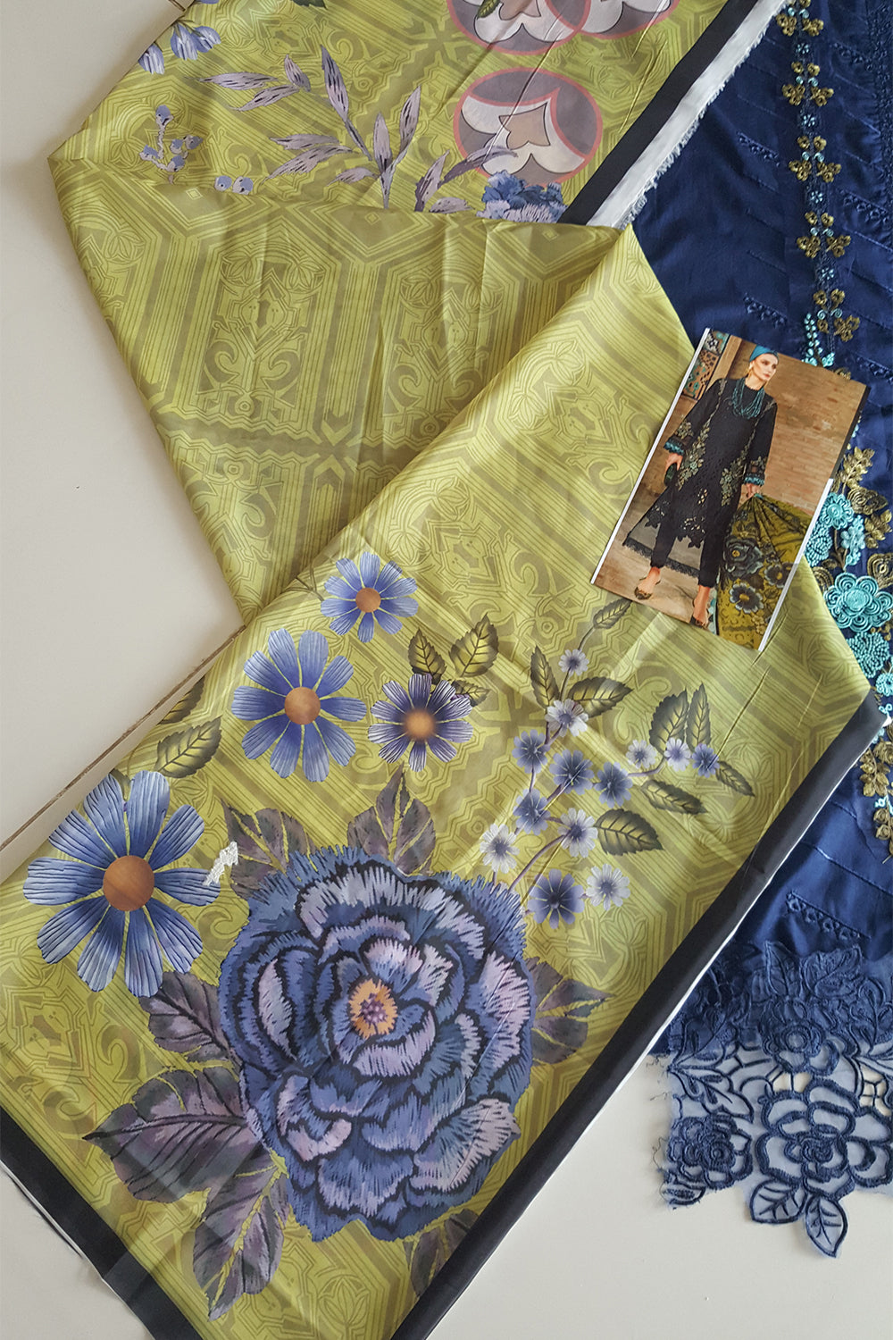 Navy Blue Cutwork Lawn Suit