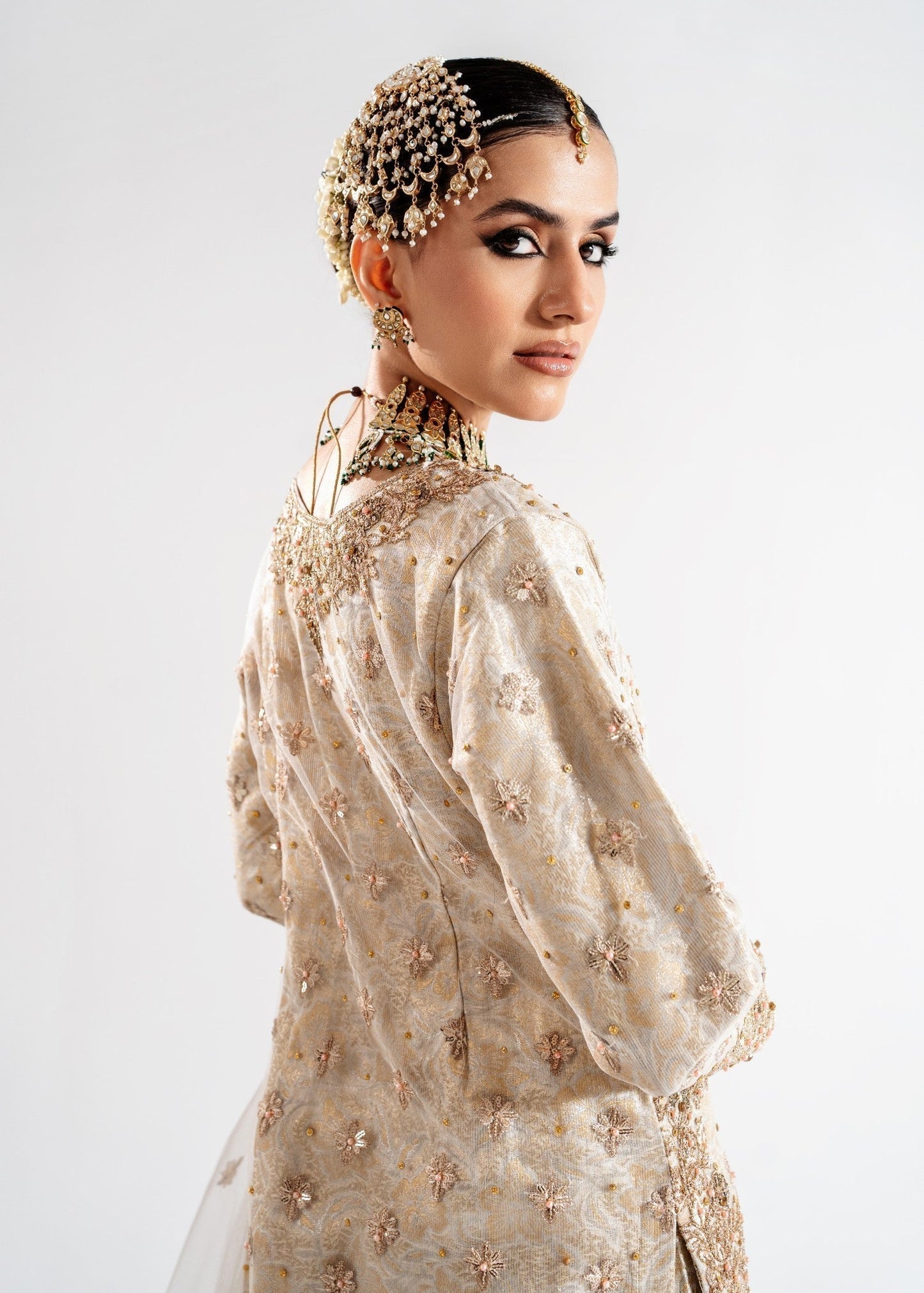 Off White Embellished Gharara with Dupatta Online in KSA Riyadh Saudi Arabia Oman Bahrain Qatar