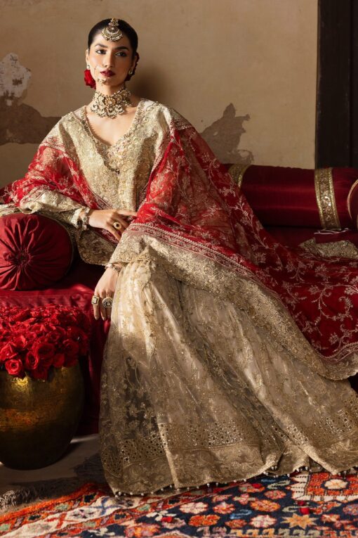 Off White Heavy Hand Work Net Gharara Online in Sri Lanka India Australia