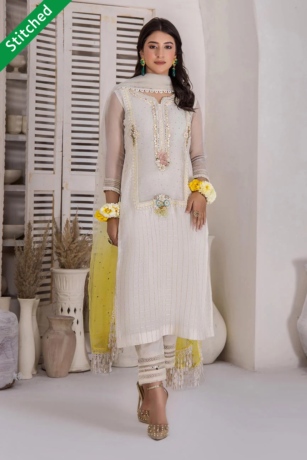 Hand Embroidered Pure Khaadi Cotton Suit Size 44