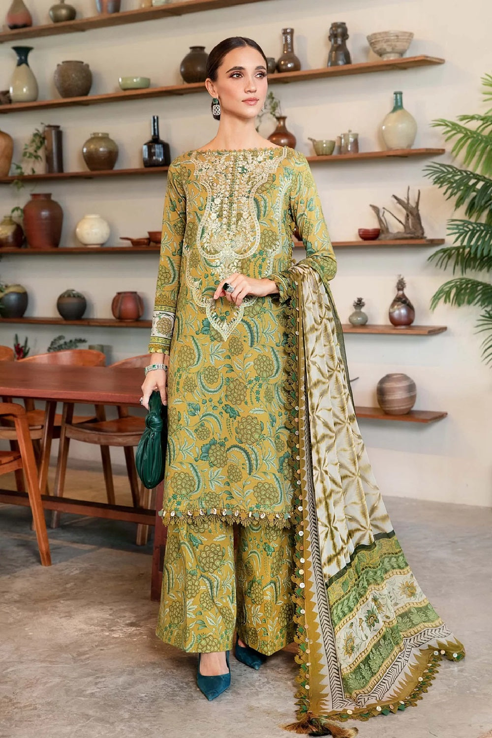slim fit dress slacks Emerald Green South Asian 3-Piece Suit