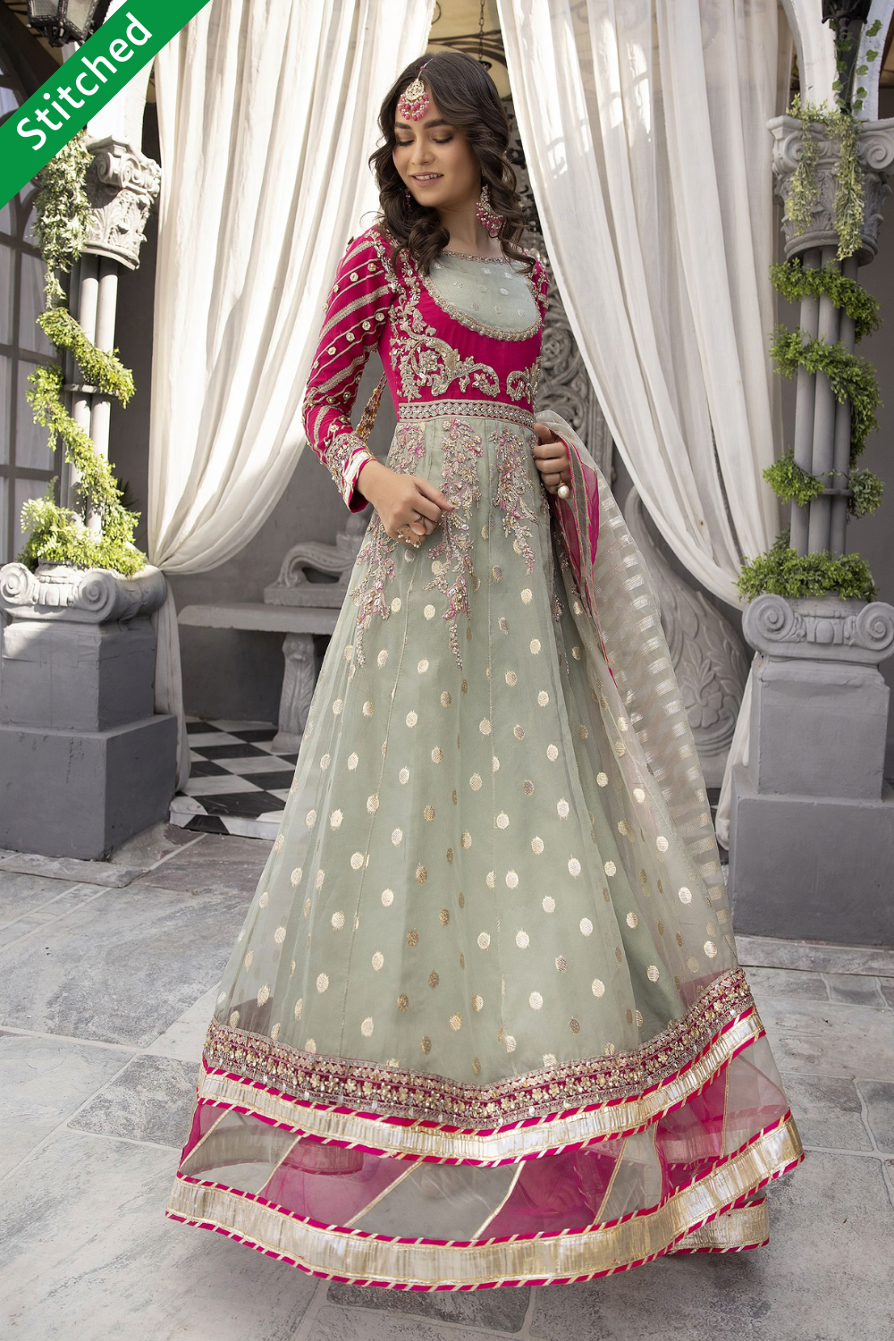 Readymade Pista Handmade Anarkali