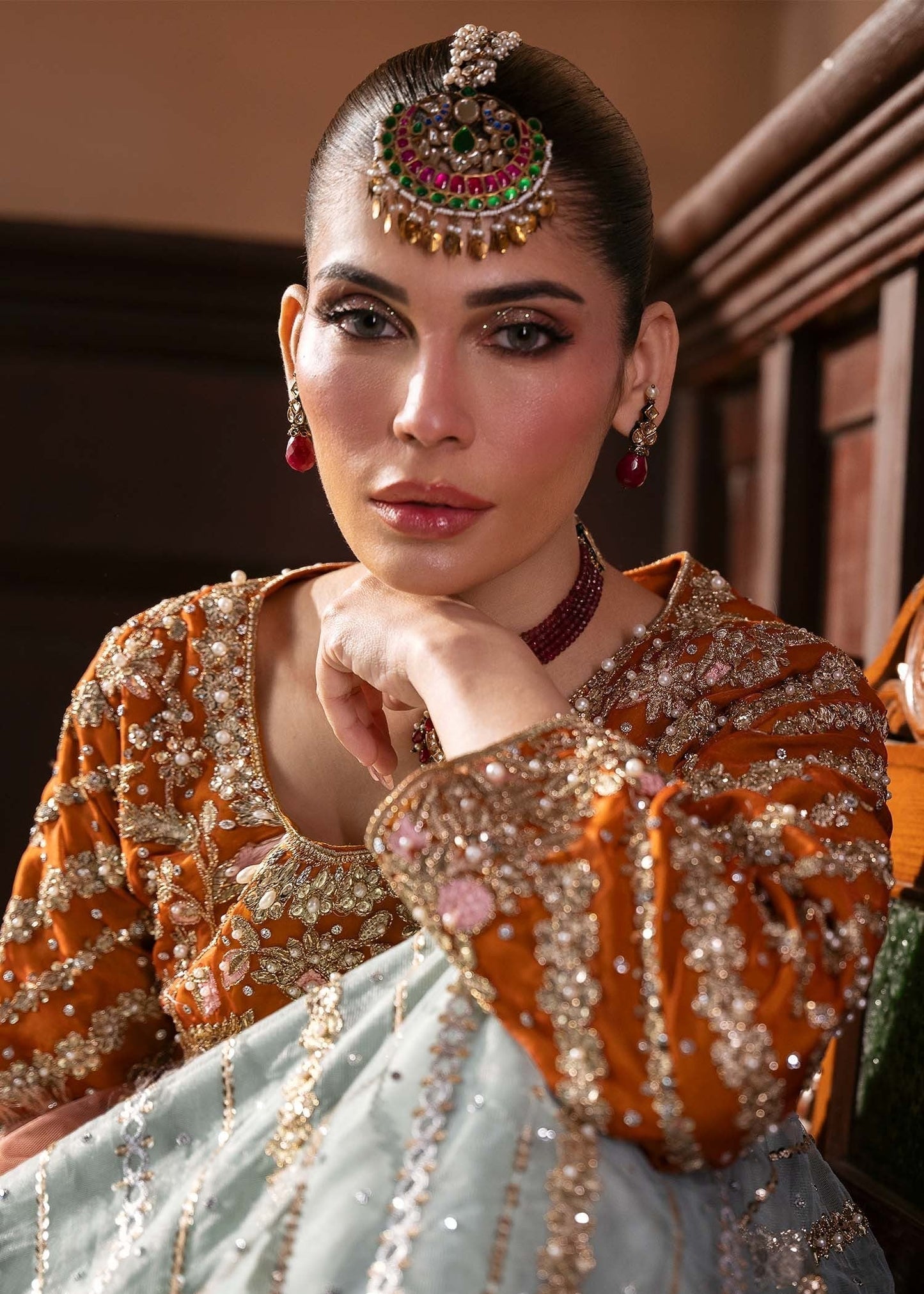 Pakistani Chiffon Net Formal Lehenga Suit Online in KSA Riyadh Saudi Arabia Oman Bahrain Qatar