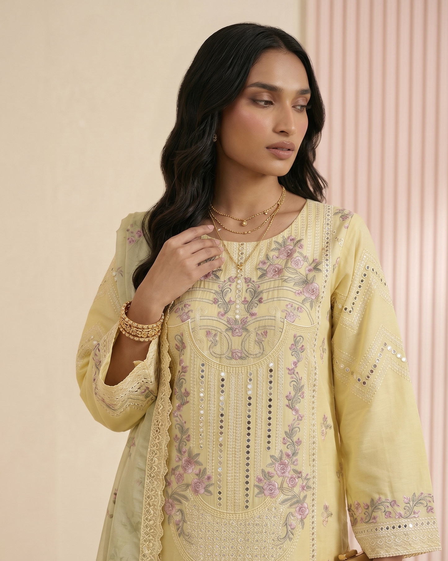 Pakistani Designer Cotton Suit with Silk Dupatta Online in KSA Riyadh Saudi Arabia Oman Bahrain Qatar