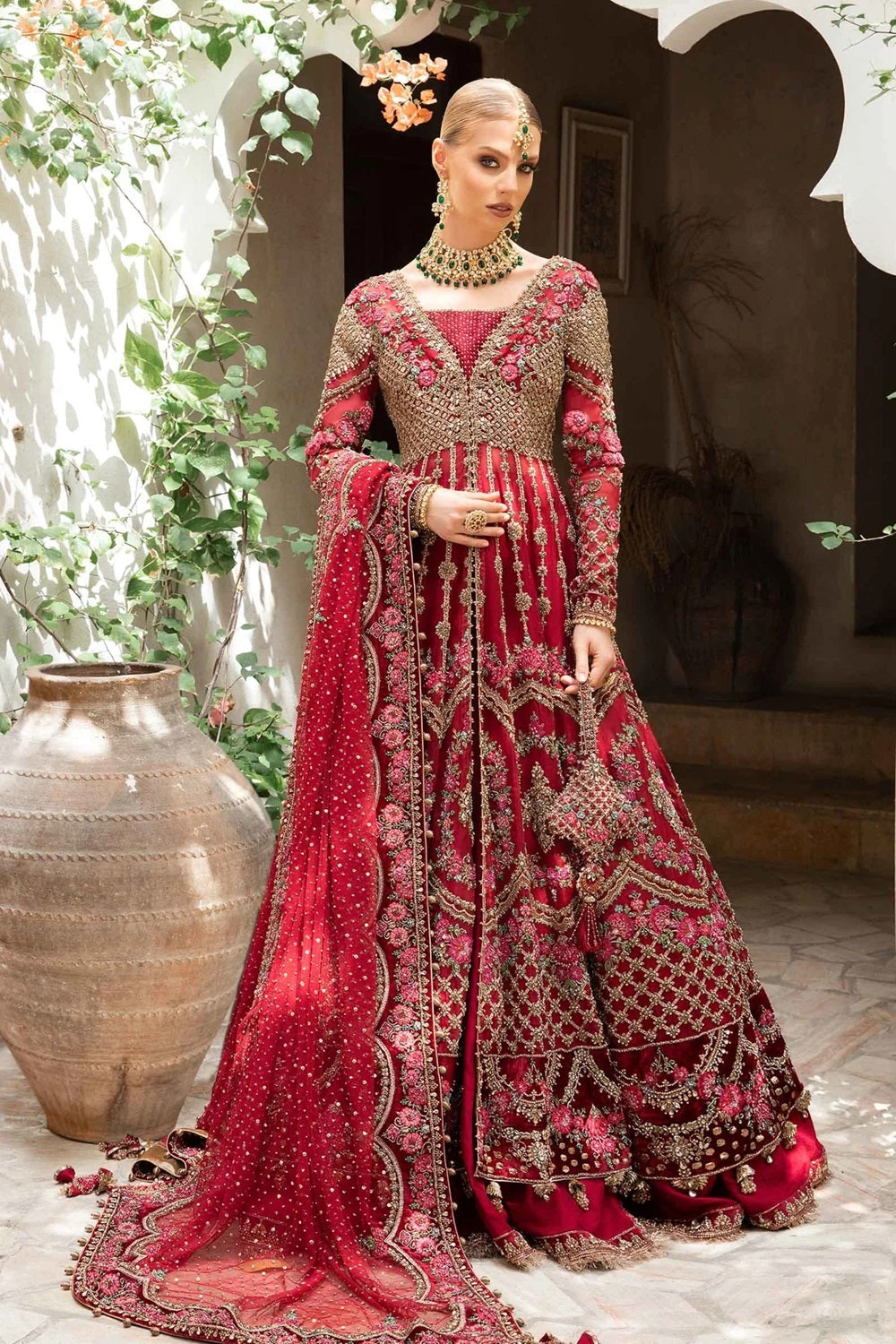 Buy Golden and Red Bridal Lehenga Online in Dubai SALWAR MAHAL Buy Golden and Red Bridal Lehenga Online in Dubai SALWAR MAHAL