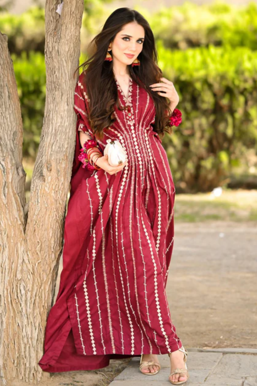 Maroon Elegant Pakistani Designer Kaftan Online in Dubai – SALWAR