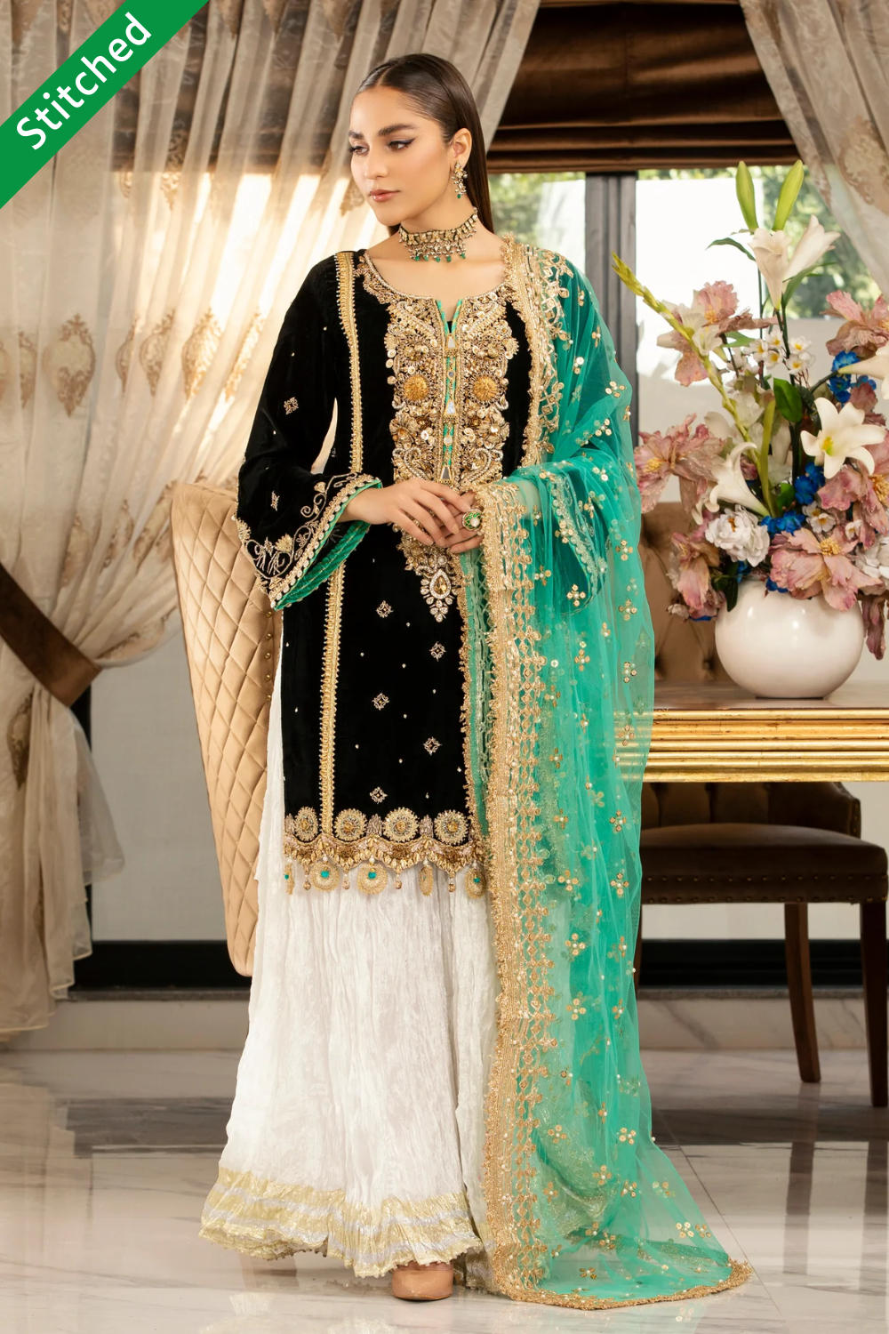 Readymade Micro Velvet Sharara