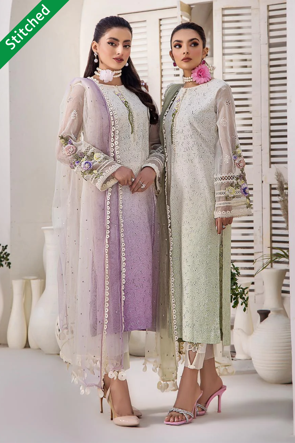 Hand Embroidered Pure Cotton Chikankari Suit