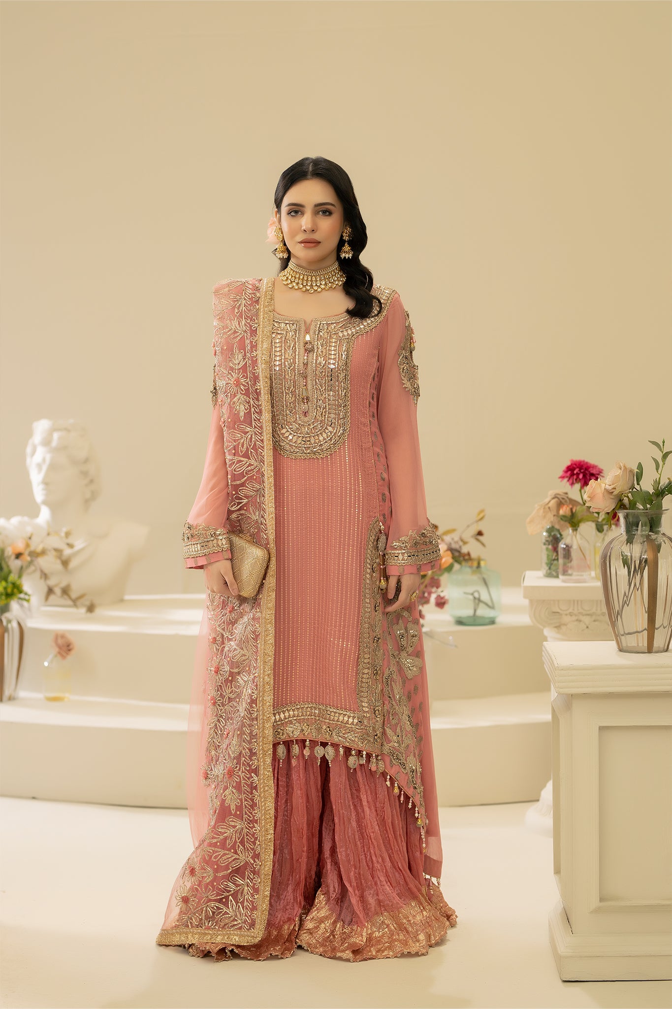 Pink Handmade Bridal Sharara