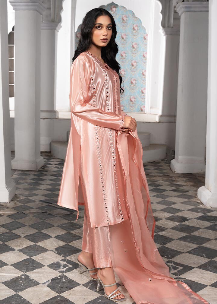 Peach Pink Kattan Silk Straight Kurta Suit Online in Dubai DXB UAE Abudhabi Meena Bazaar