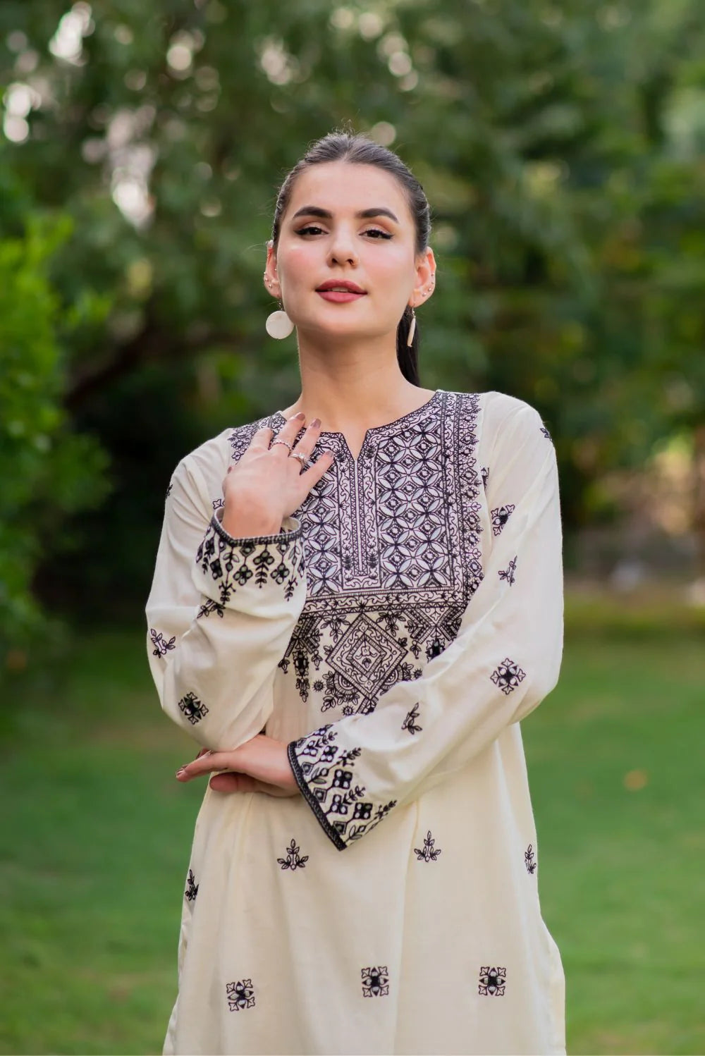 Pearl White Kurta with Straight Pants