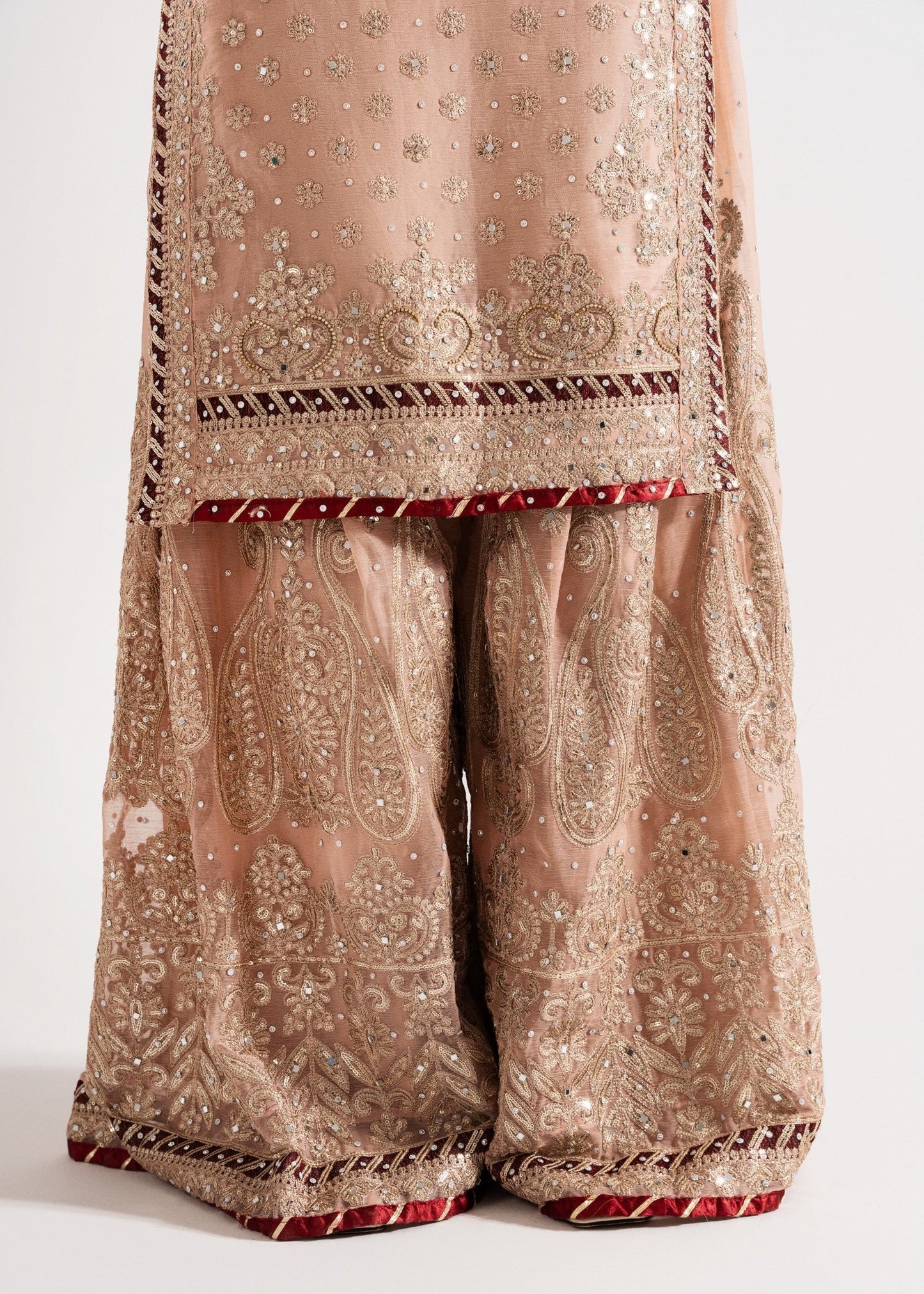 Pink Embroidered Chiffon Sharara with Lehnga Online in Sri Lanka India Australia