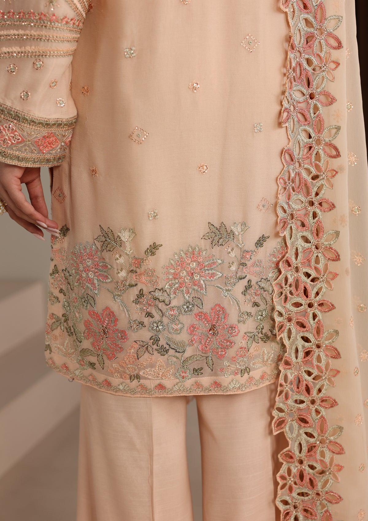 Pink Embroidered Chiffon Suit for Festive Occasions Online in Sri Lanka India Australia