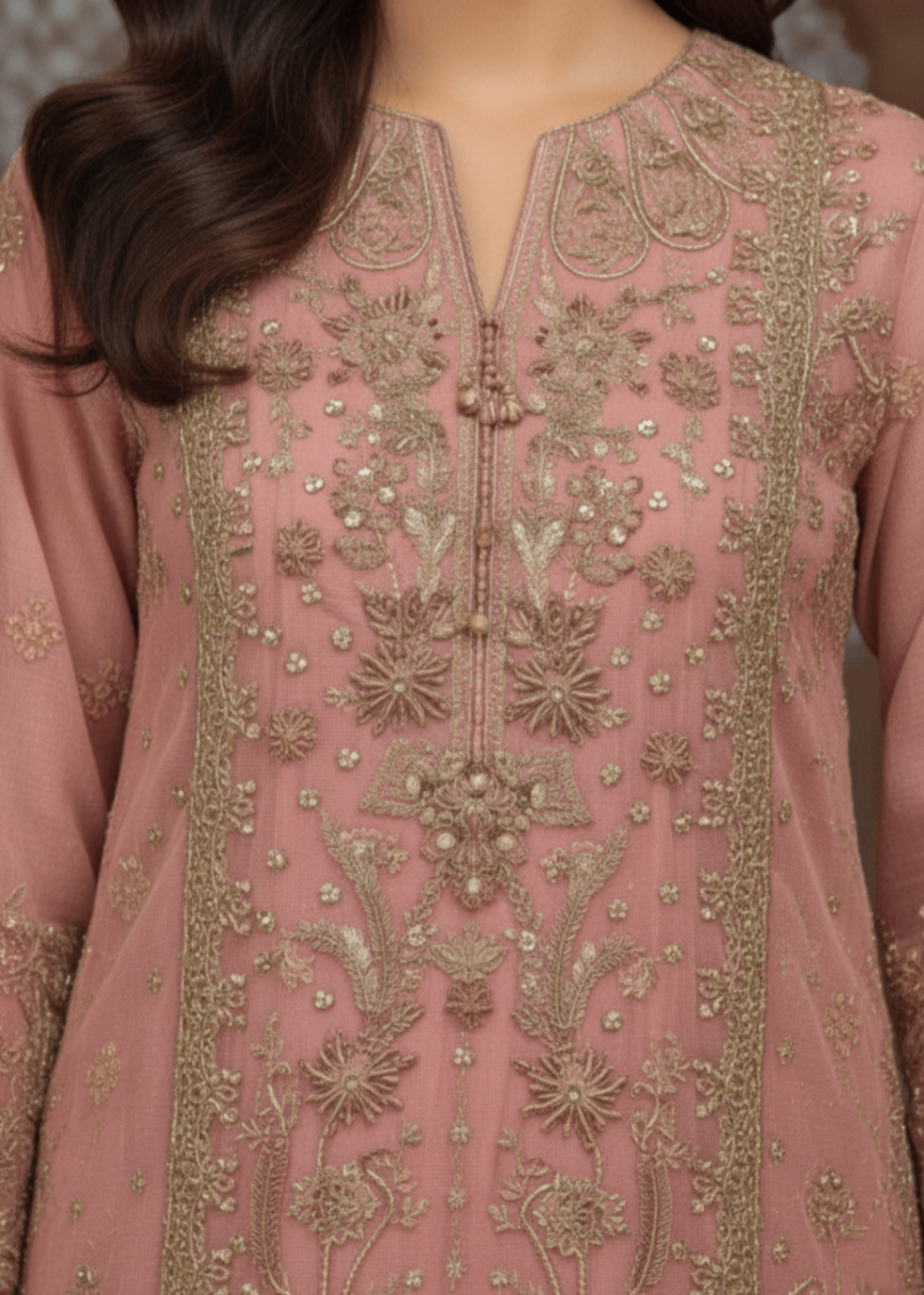 Pink Embroidered Organza Straight Kurta Suit Online in Dubai DXB UAE Abudhabi Meena Bazaar