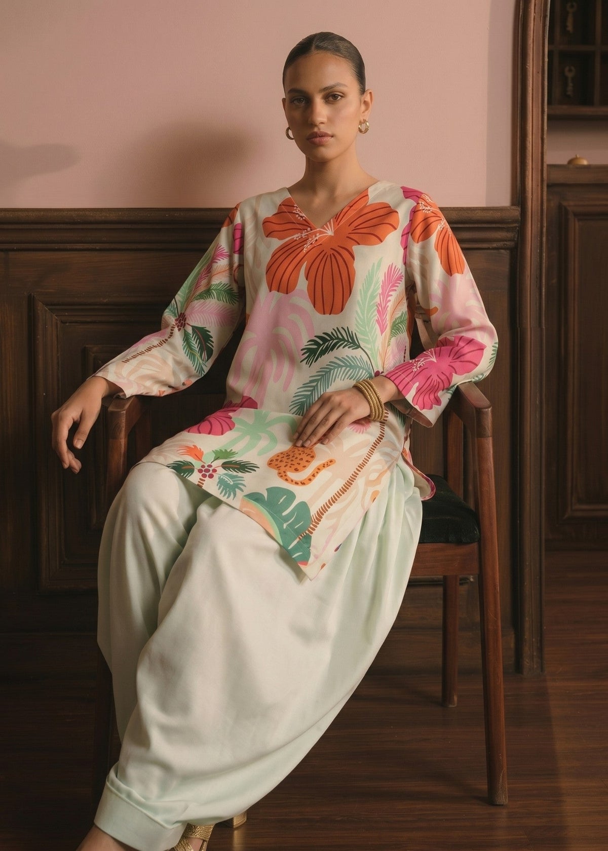 Pistachio Green Printed Poly Lawn Kurta Set Online in Dubai UAE Abudhabi Ajman Sharjah