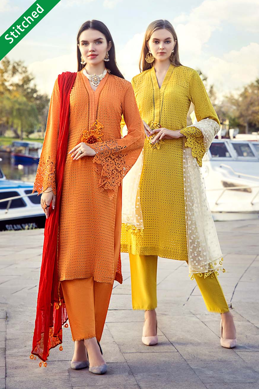 Readymade Pure Cotton Chikankari Suit