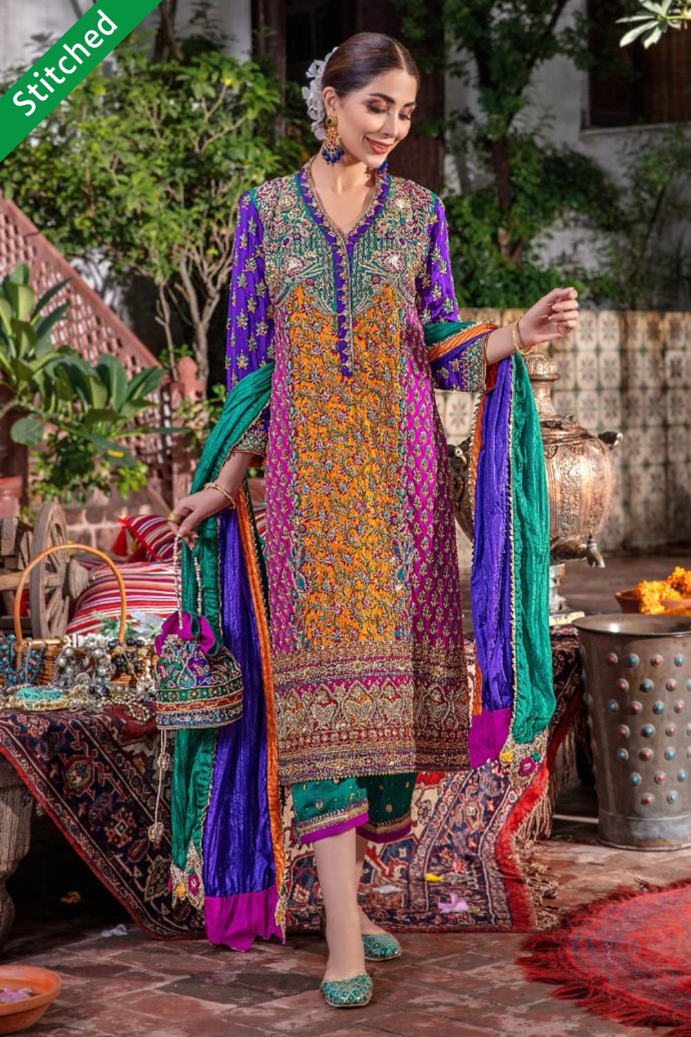 Hand Embroidered Pure Silk Suit