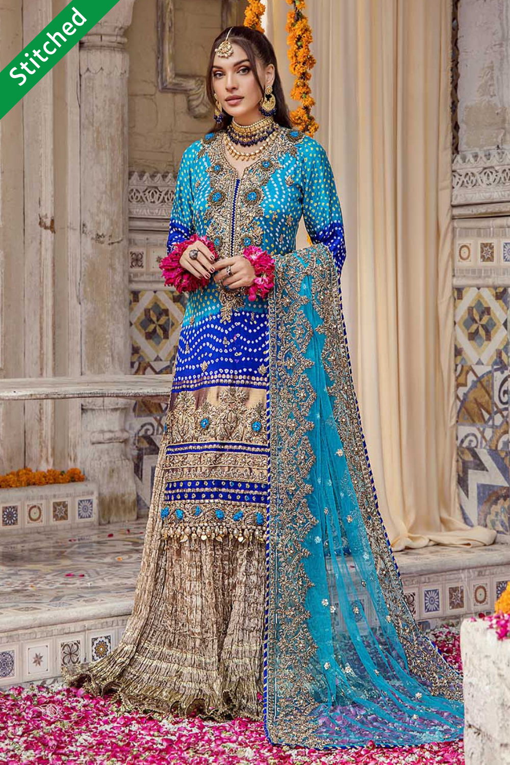 Readymade Turquoise Pure Silk Sharara