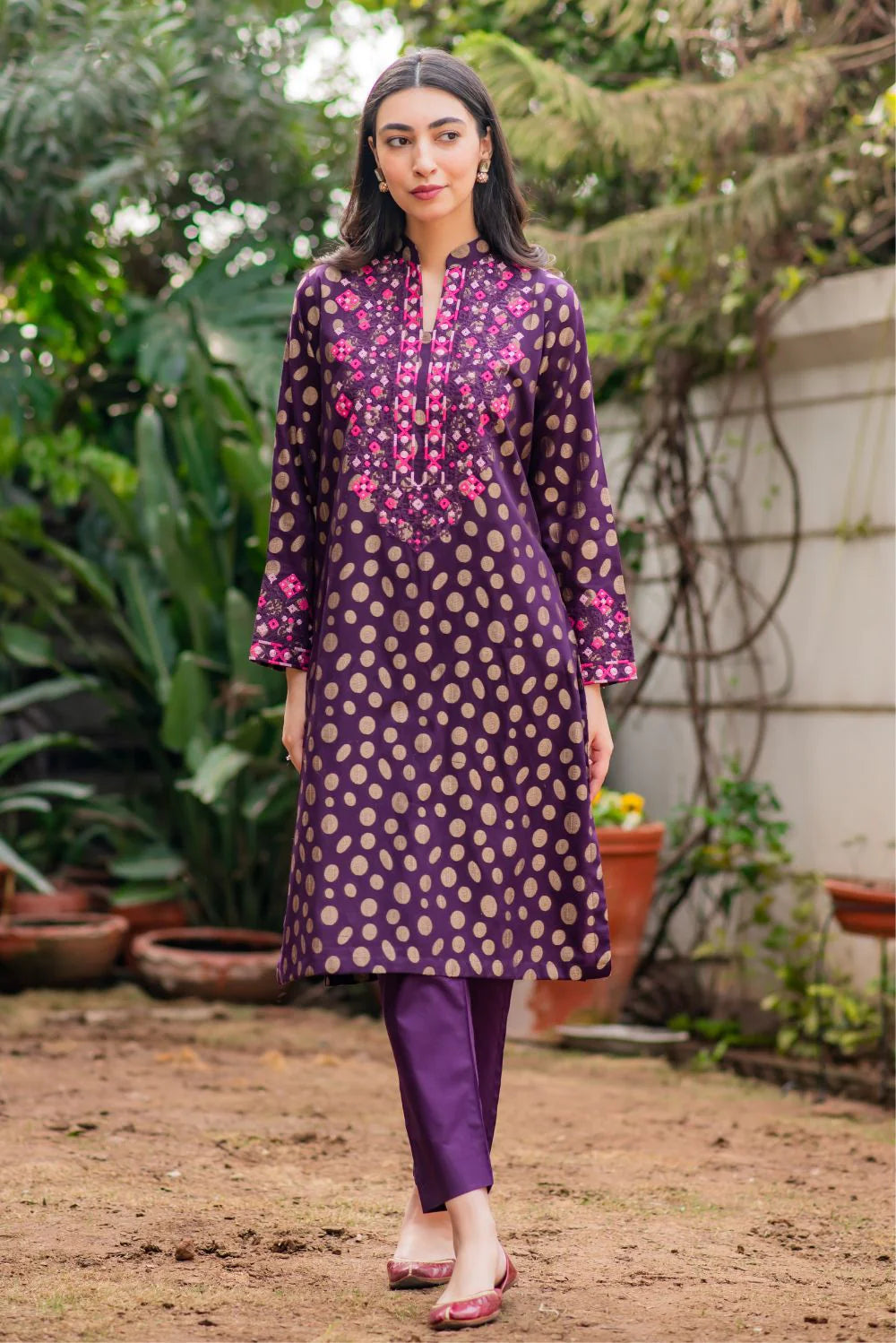 Embroidered Jacquard Lawn Kurta with Pants