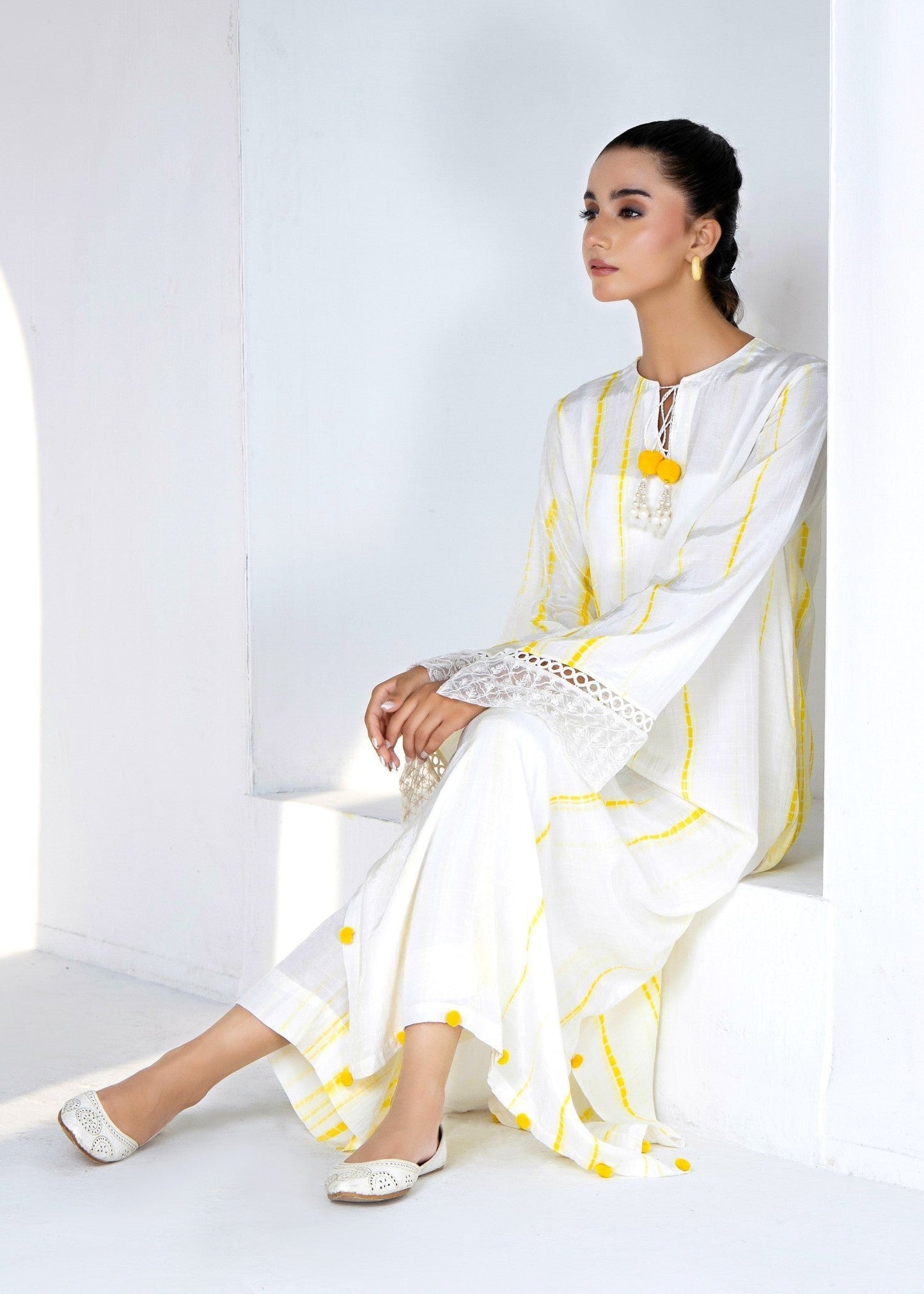 Raw Silk Embroidered White Kurta Set Online in UK USA Canada