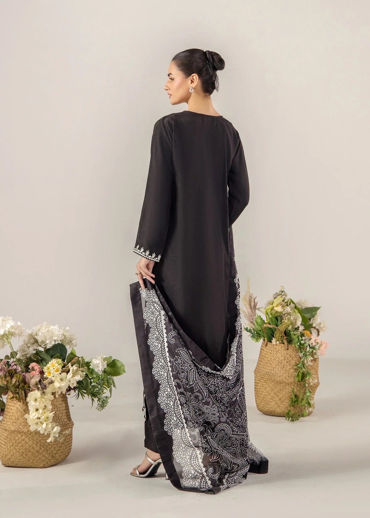 Black Embroidered Silk Partywear Salwar Suit Online in Sri Lanka India Australia