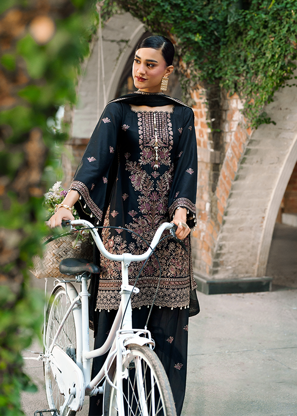 Readymade Black Embroidered Lawn Suit Online in UK USA Canada