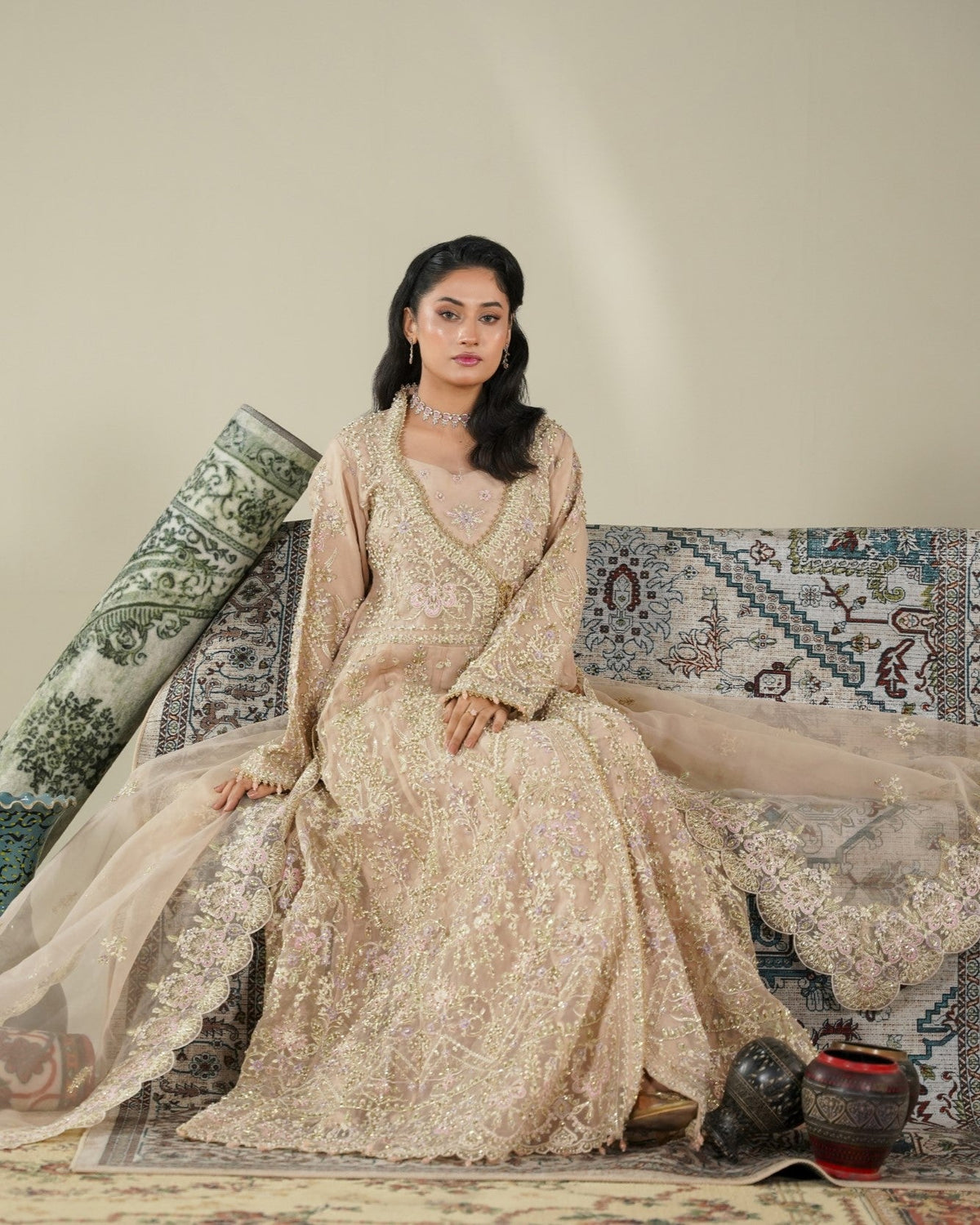Readymade Net Maxi with Organza Dupatta Online in Dubai UAE Abudhabi Ajman Sharjah