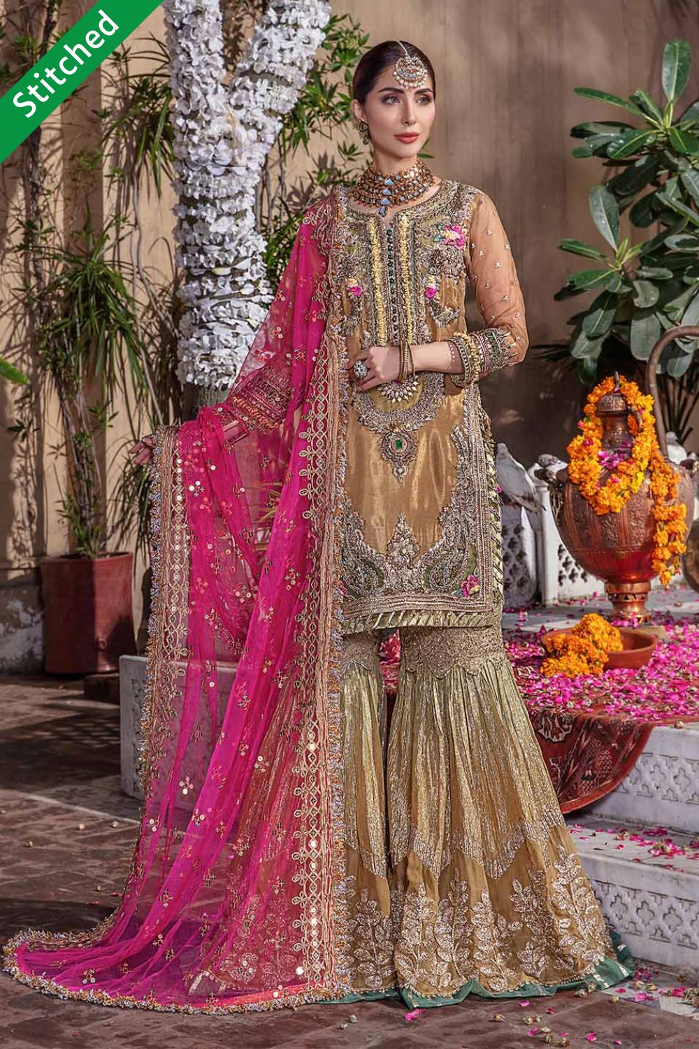 Hand Embroidered Pure Maysuri Gharara