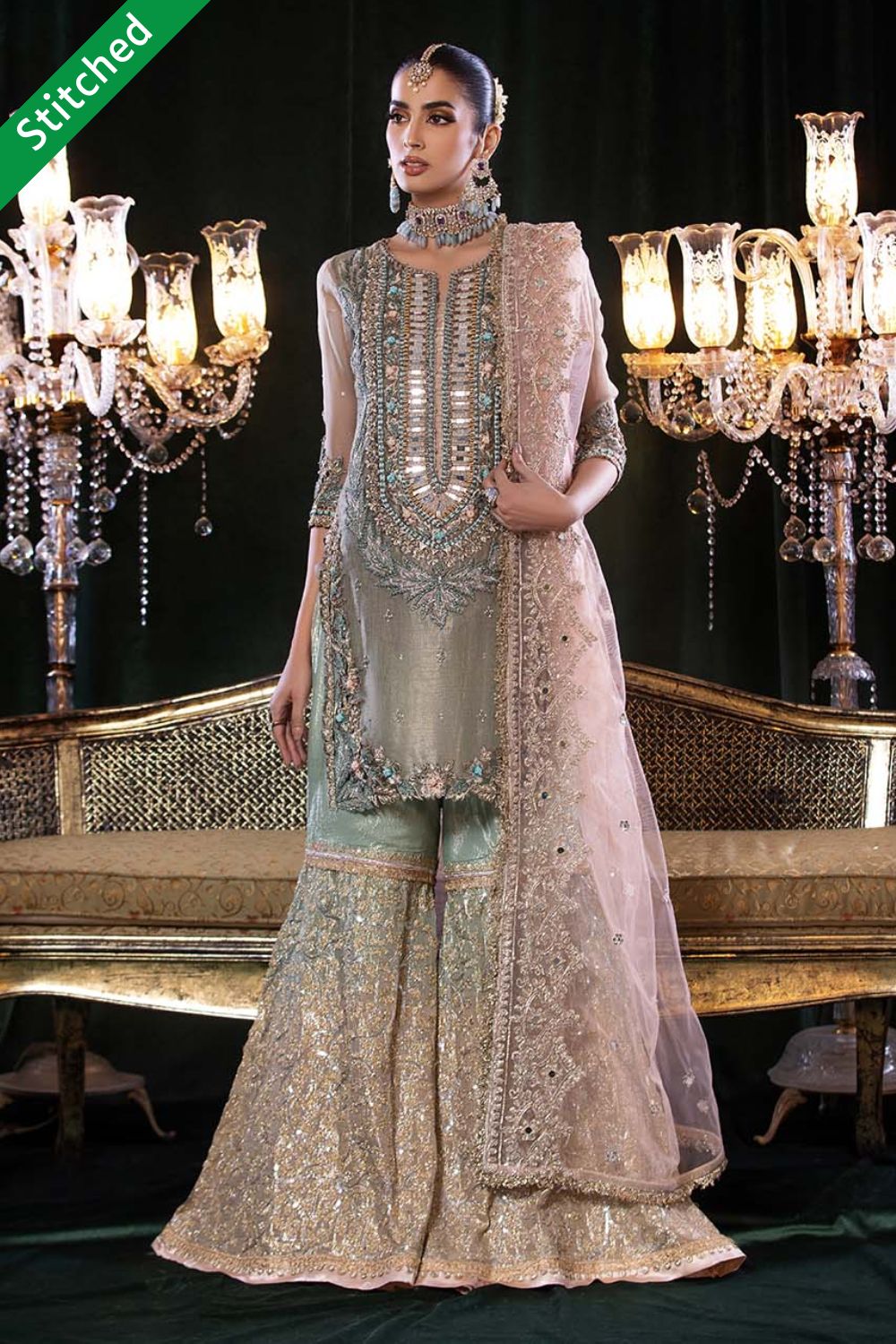 Hand Embroidered Pure Maysuri Gharara