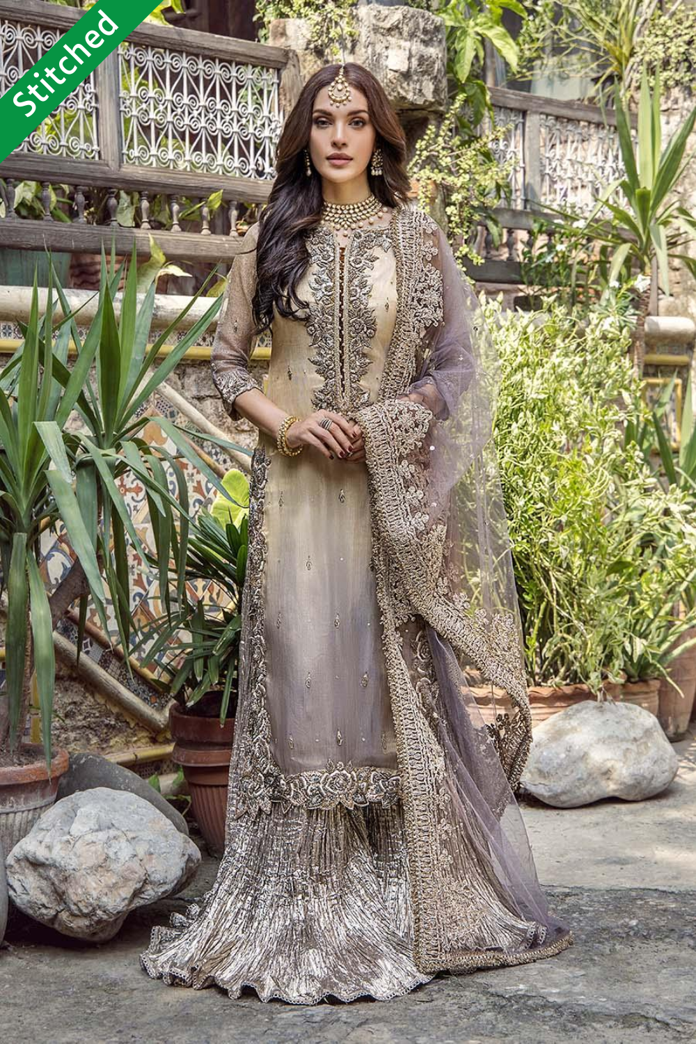 Hand Embroidered Pure Maysuri Sharara