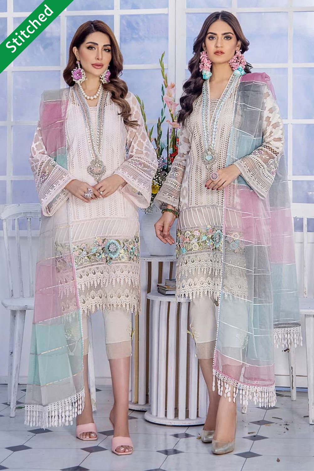 Hand Embroidered Pure Cotton Chikankari Suit