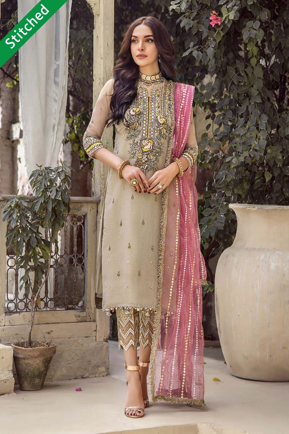 Hand Embroidered Pure Maysuri Suit