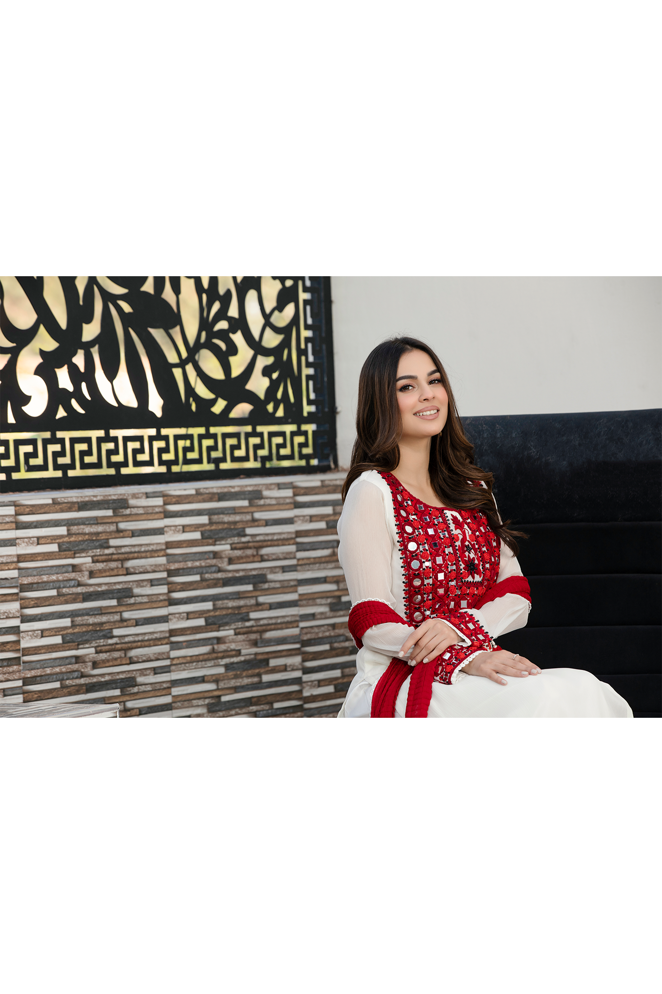 White Handmade Pure Chiffon Suit