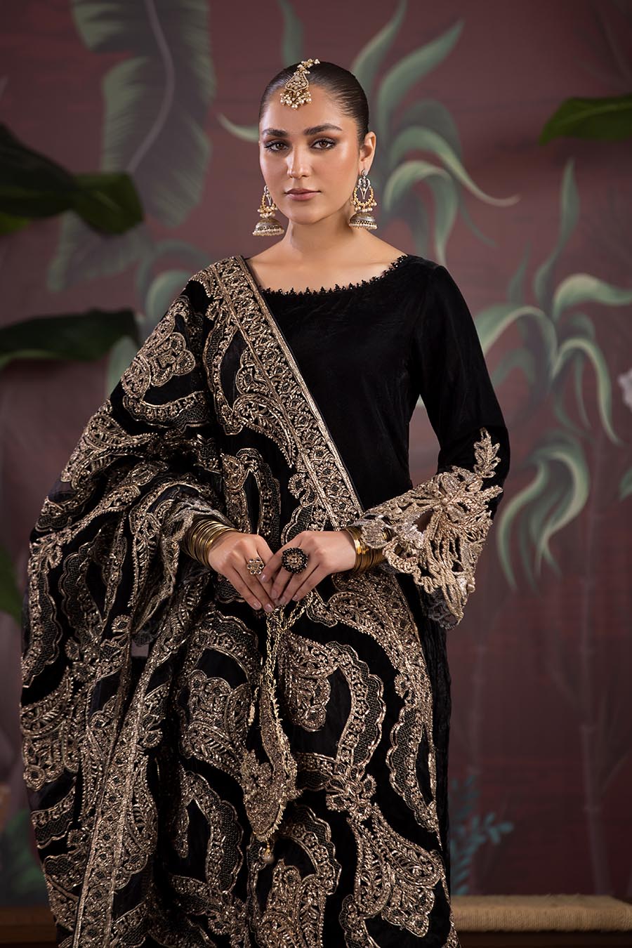 Black Readymade Velvet Sharara