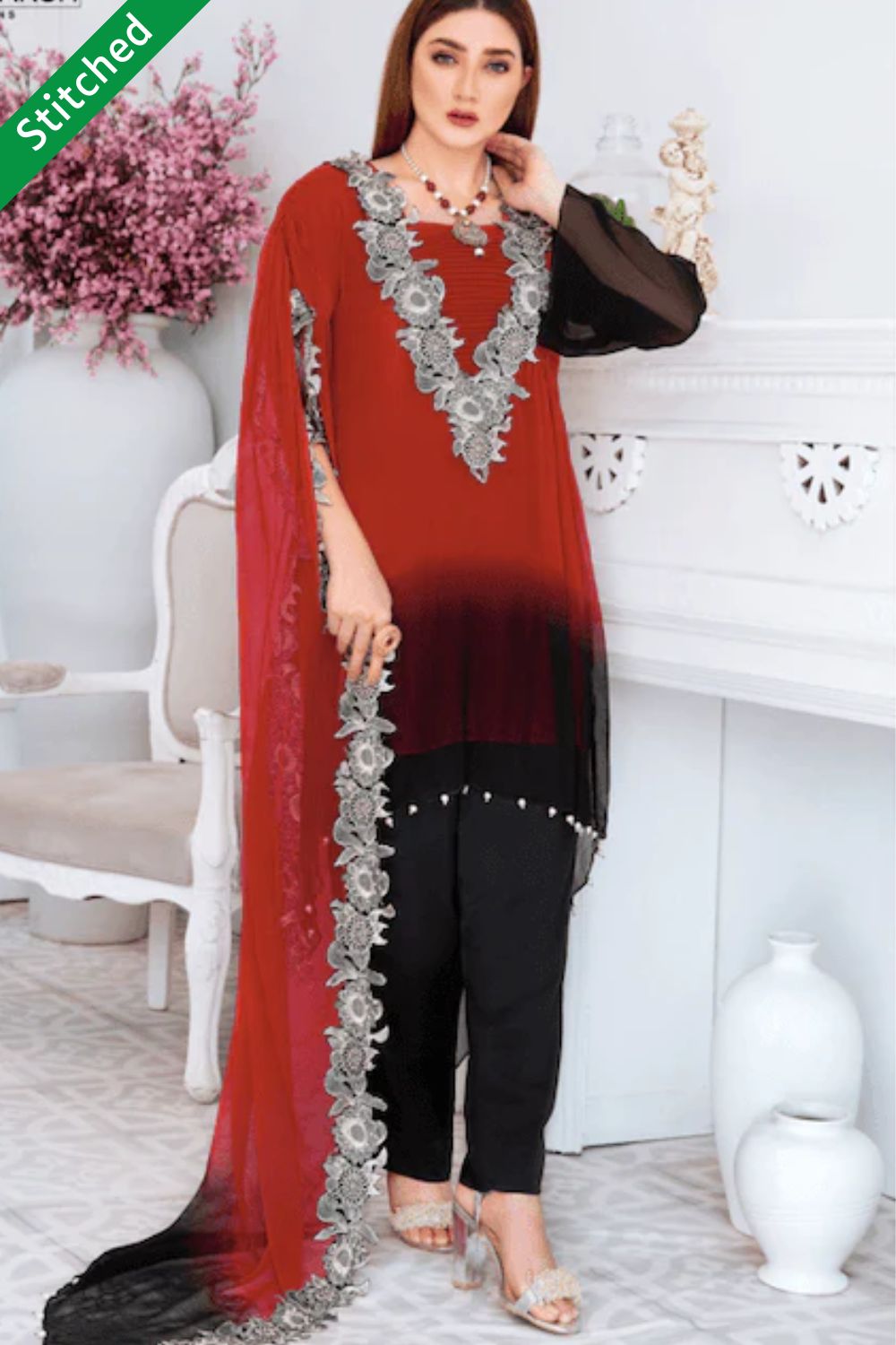 Indowestern Kaftan Kurta Set with Pearl Details