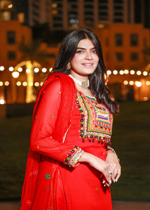 White Handmade Chiffon Suit