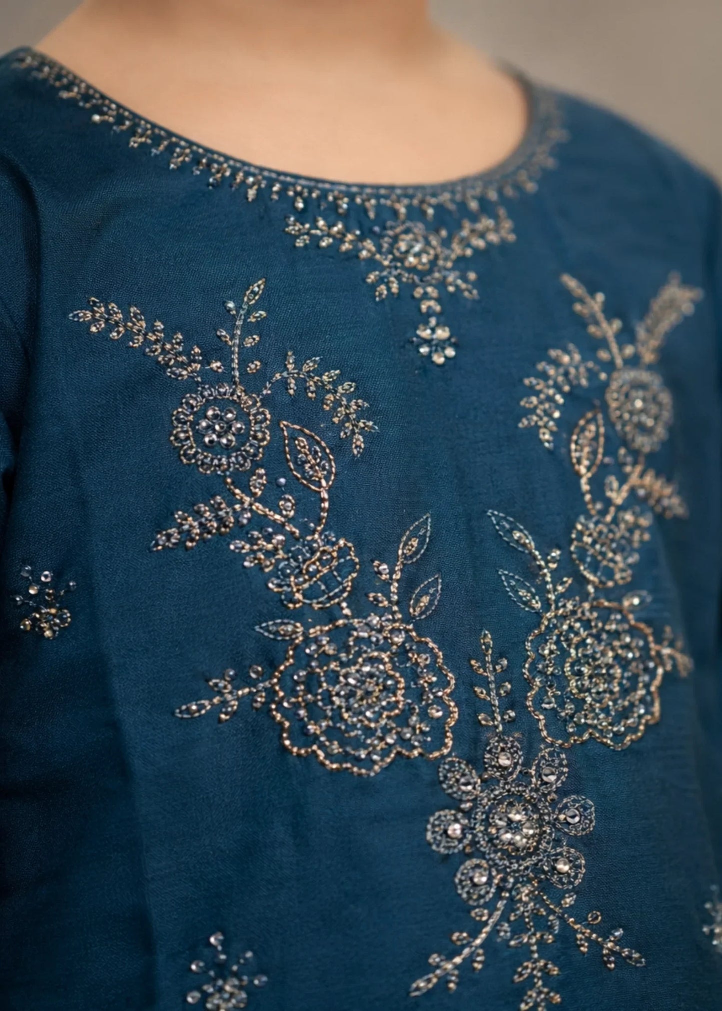 Sapphire Blue Girls Embroidered Cotton Suit Online in Sri Lanka India Australia