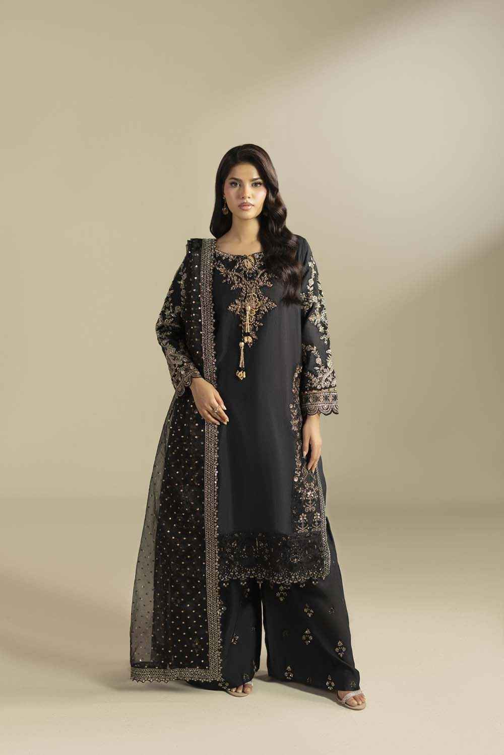 Black Embroidered Silk Salwar Kameez Online in Dubai DXB UAE Abudhabi Meena Bazaar
