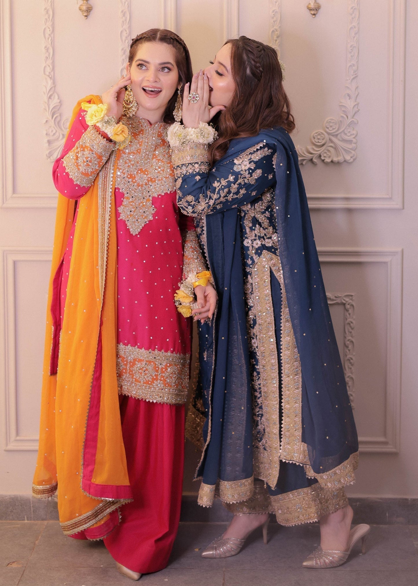 Shocking Pink Chiffon Ladies Farshi Shalwar Suit Online in UK USA Canada