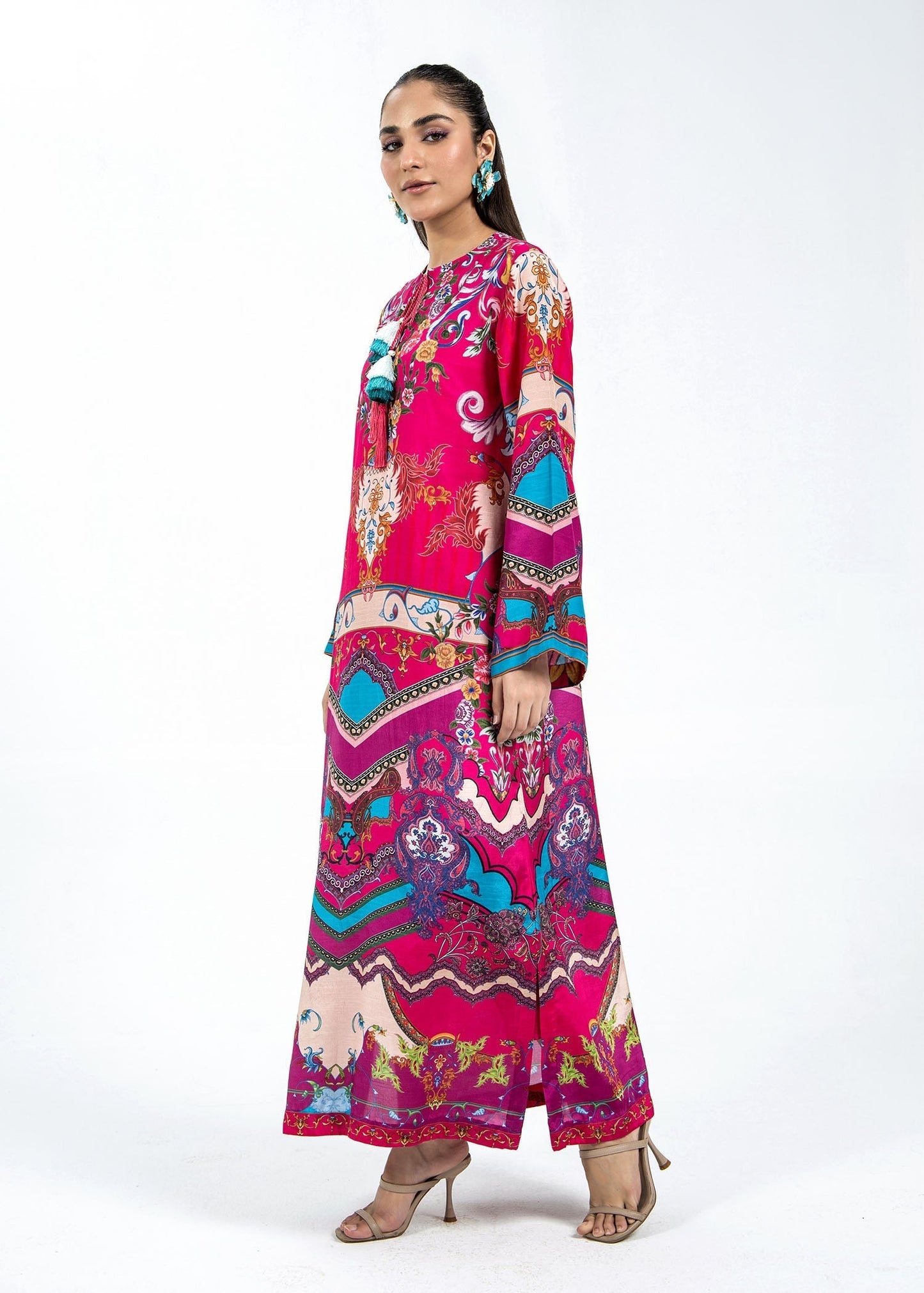 Shocking Pink Raw Silk Three Piece Suit Online in Sri Lanka India Australia