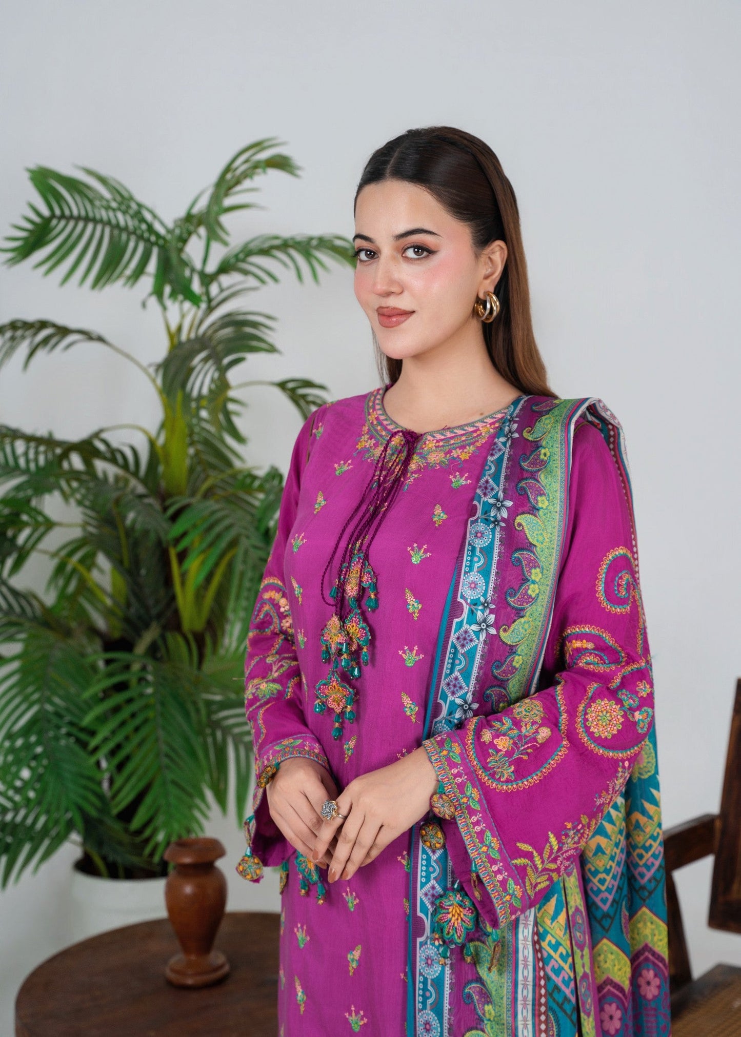 Silk Embroidered Ladies Suit Online in Dubai UAE Abudhabi Ajman Sharjah