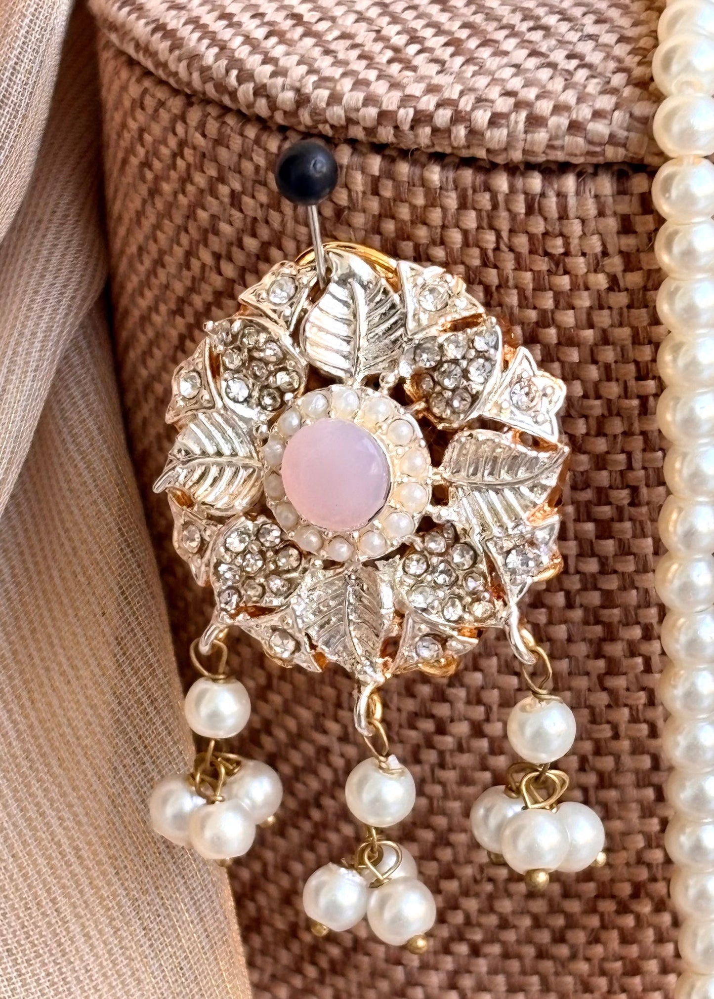 Stone Work Pink Necklace and Earrings Set Online in UK USA Canada