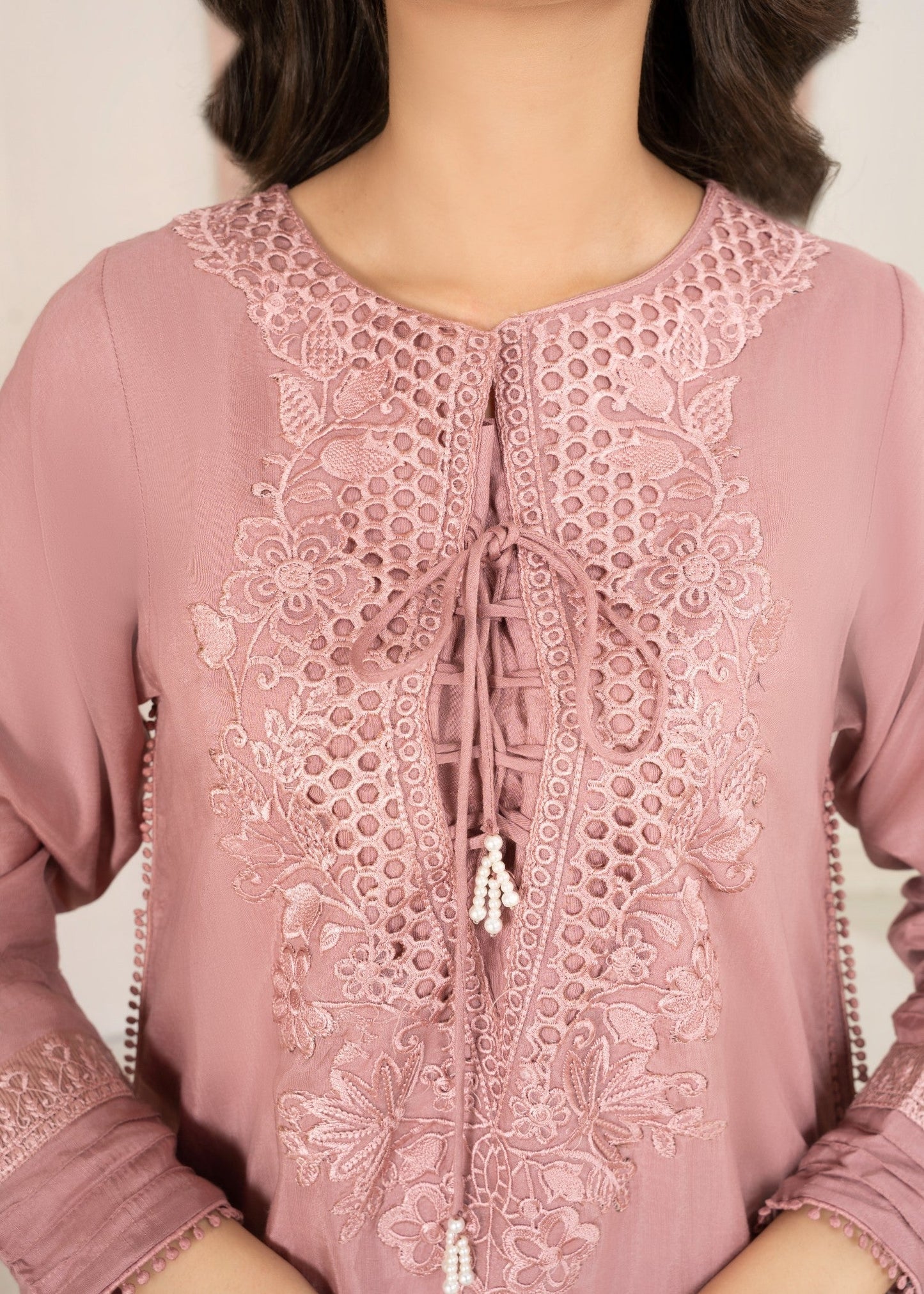 Tea Rose Pink Embroidered Raw Silk Pakistani Outfit Online in Dubai UAE Abudhabi Ajman Sharjah