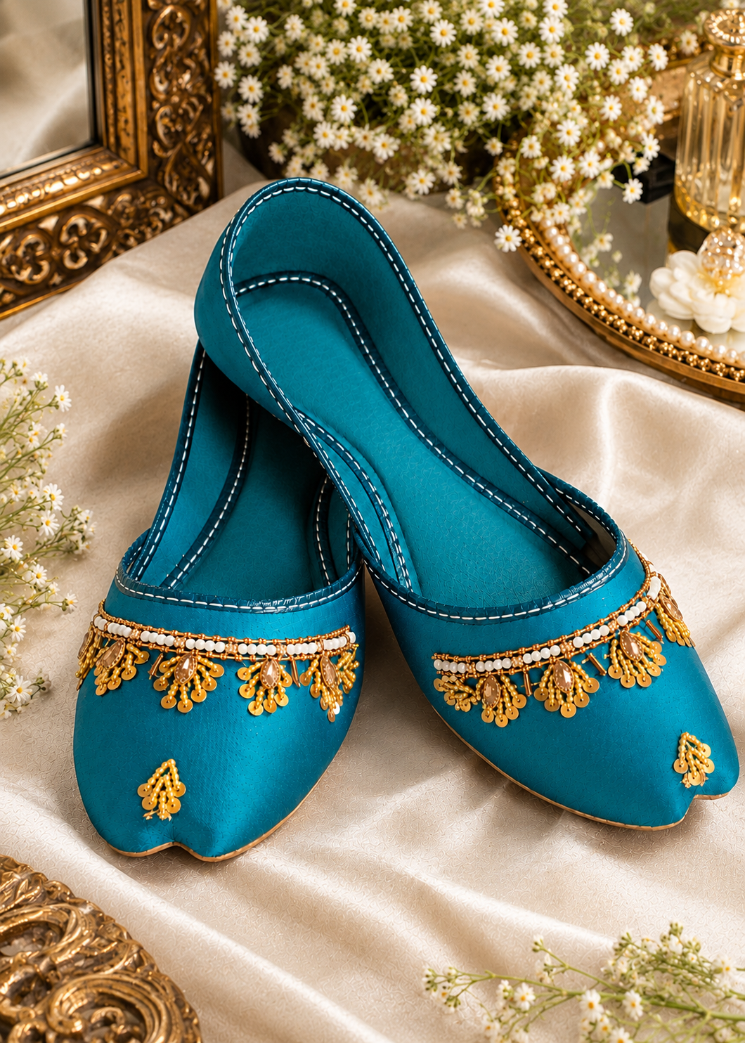 Teal Comfortable Gel Sole Khussa Online in Dubai UAE Abudhabi Ajman Sharjah