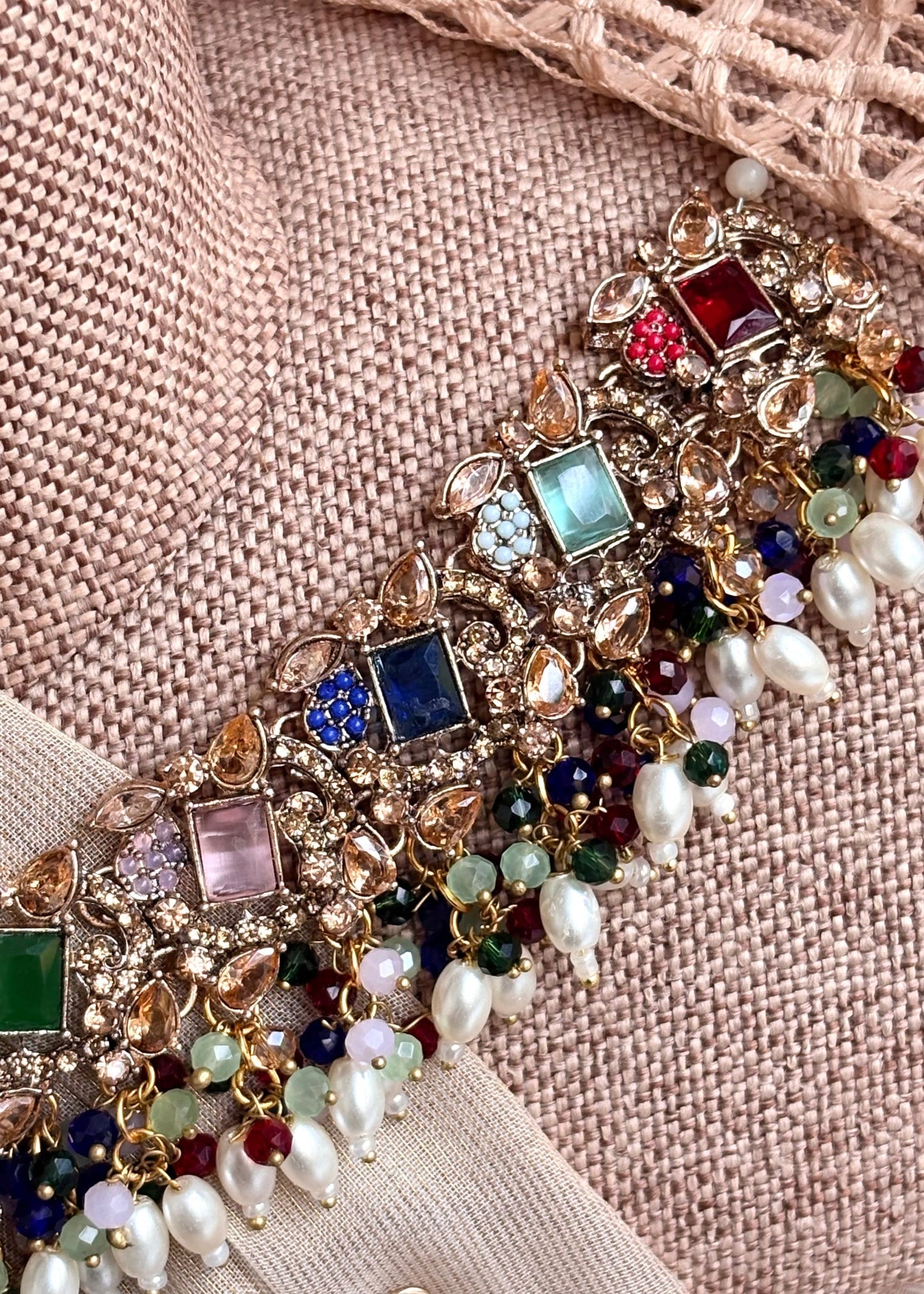 Vibrant Stone Necklace and Earrings Set Online in UK USA Canada
