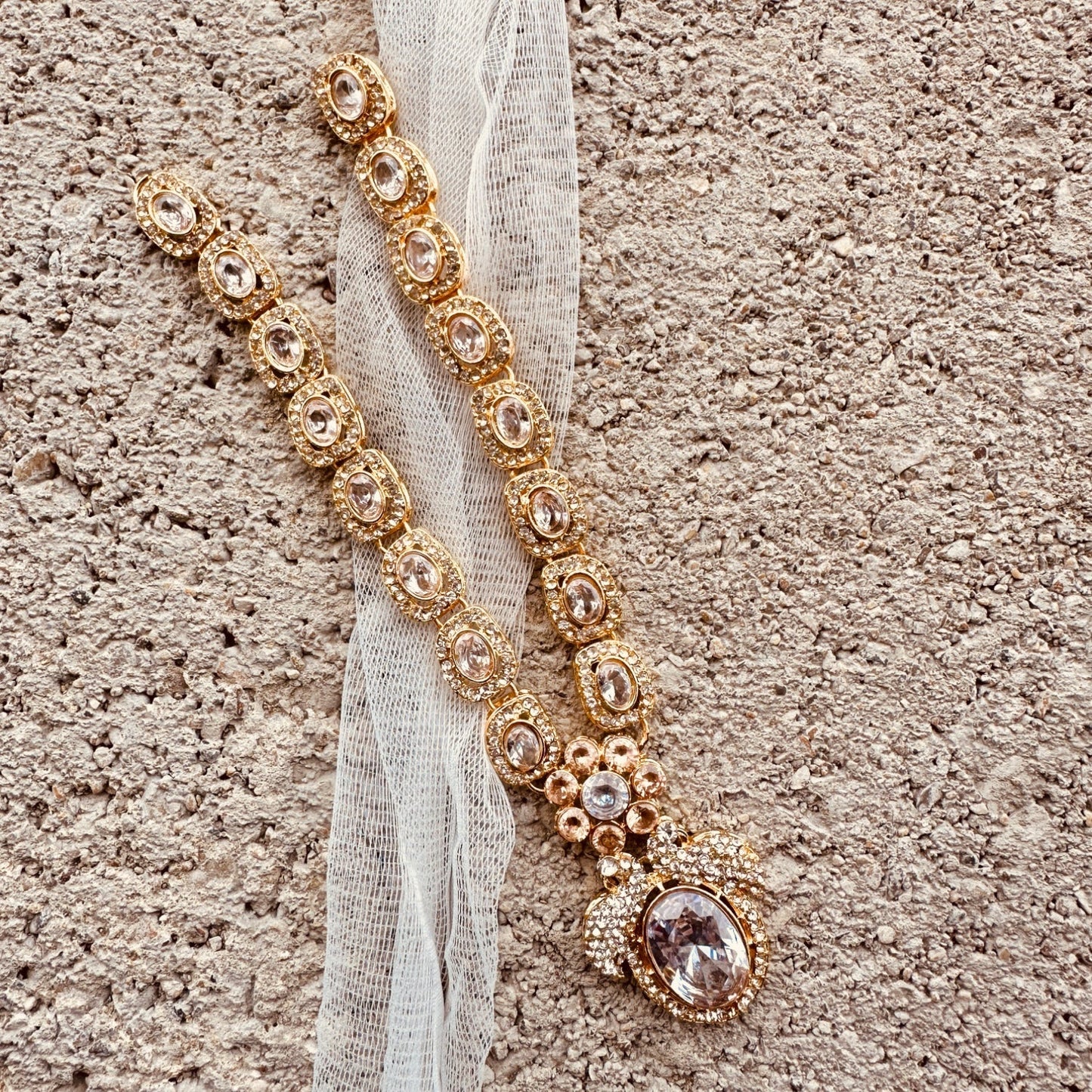 White Evening Wear Necklace and Earrings Set Online in UK USA Canada