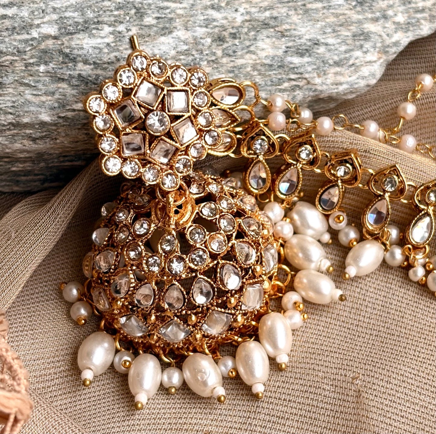 White Gold Plated Earrings Jhumka Style Online in UK USA Canada